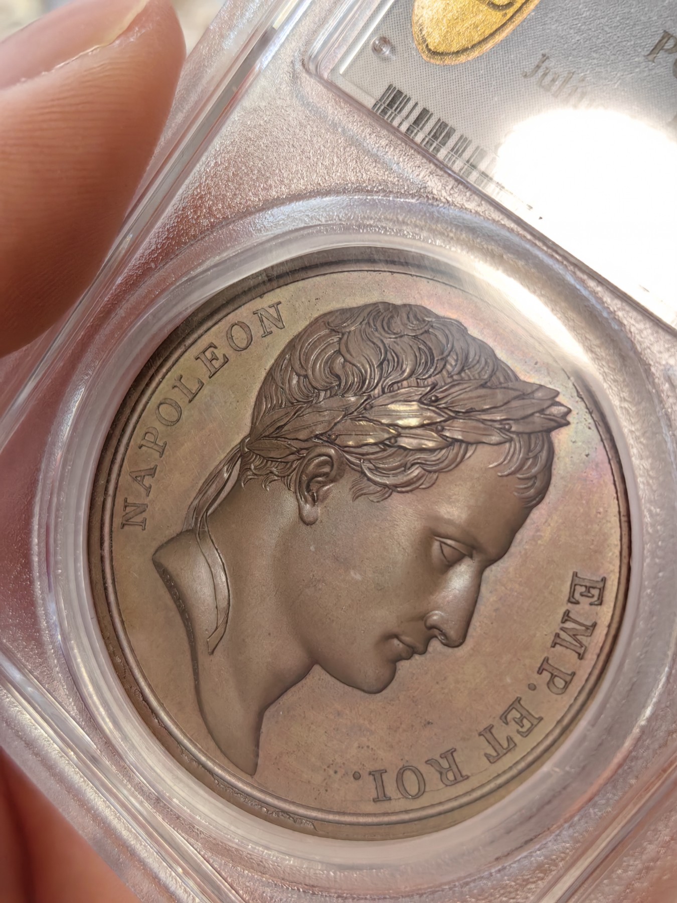 橡树集藏-006场 海纳百川 pcgs-sp66 拿破仑 1807 胜利纪念铜章，原铸，顶级五彩，背面雄鹰被冠以“胜利之冠”，肖像由ANDRLEU雕刻 ，加厚盒。