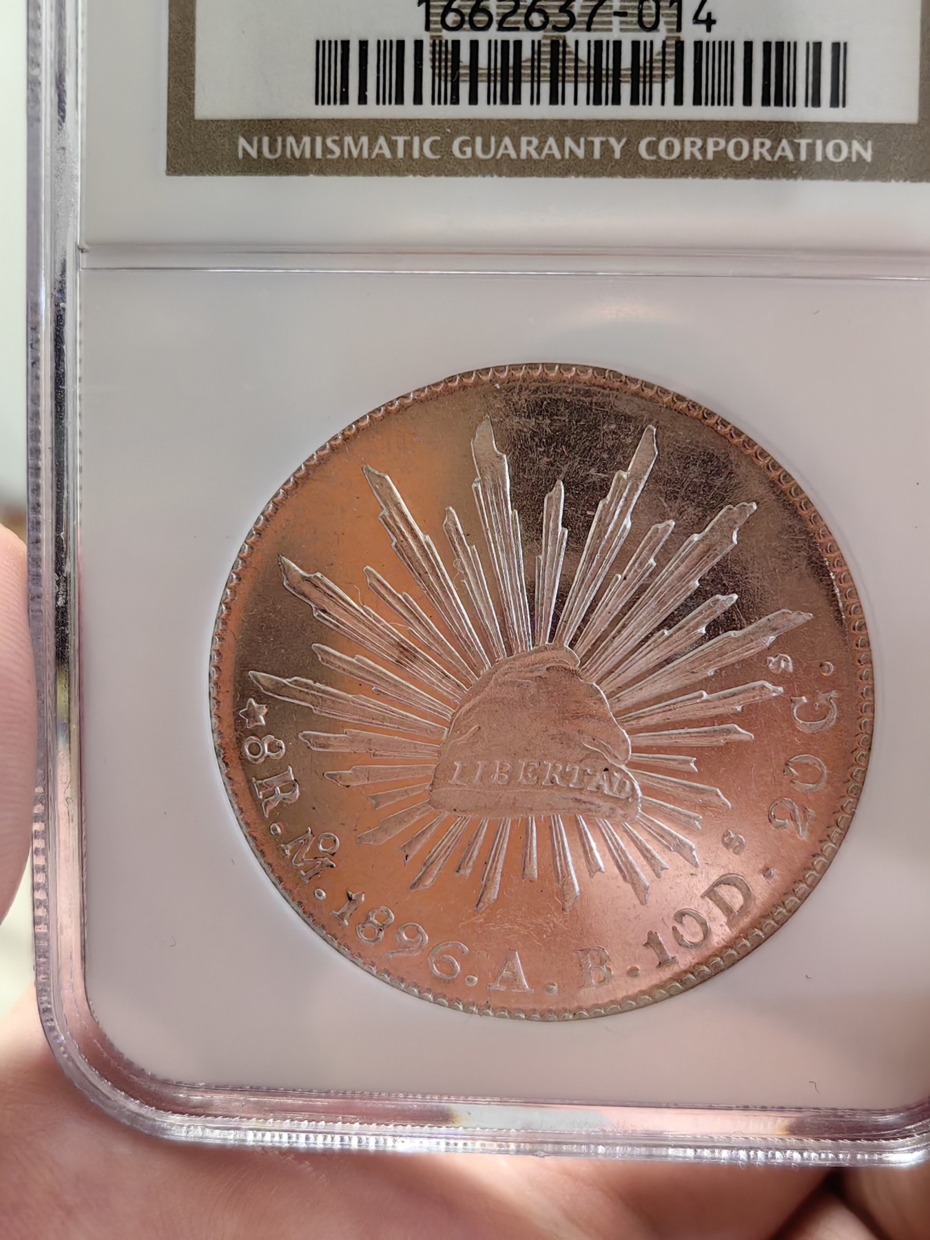 橡树集藏-006场 海纳百川 NGC-MS64PL  1896年墨西哥 8R鹰洋，罕见又养眼的类镜面凝霜效果 冠军分！！！实物绝美，顶级观感。