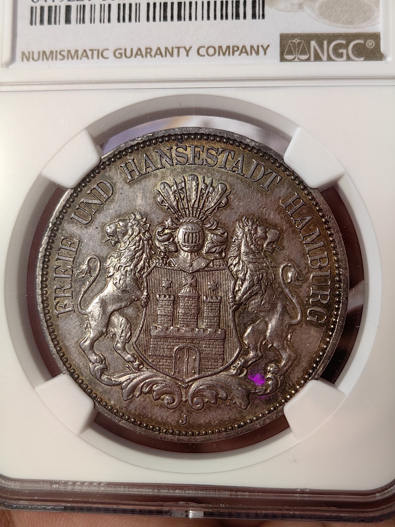 橡树集藏-006场 海纳百川 NGC-MS63 1913年 德国汉堡双狮5马克 温润五彩包浆 沁人心脾 超强底板 严评 入手典藏佳品 