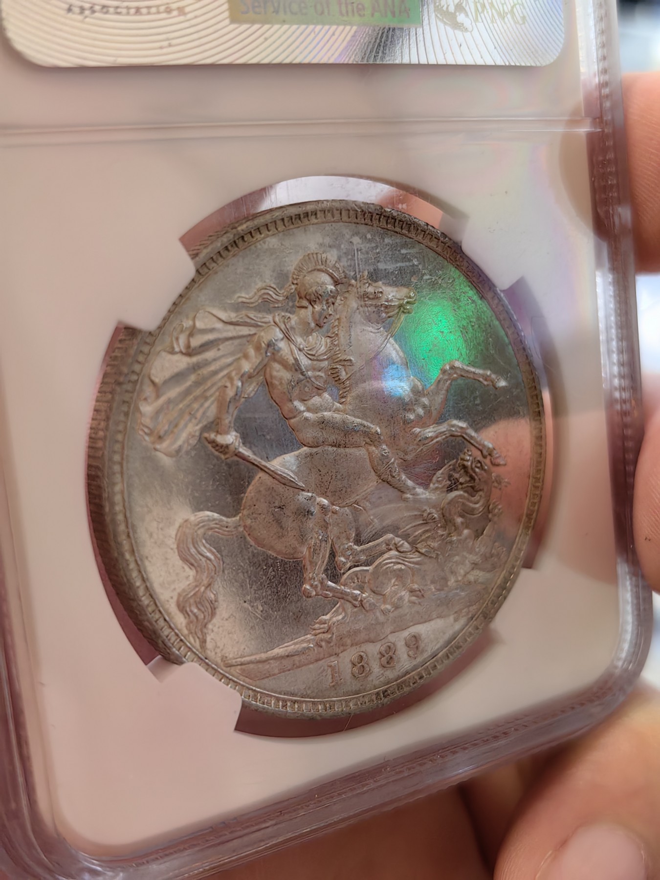 橡树集藏-006场 海纳百川 NGC-MS63  1889年英国高冠马剑银币 实物pl感强烈 状态不错