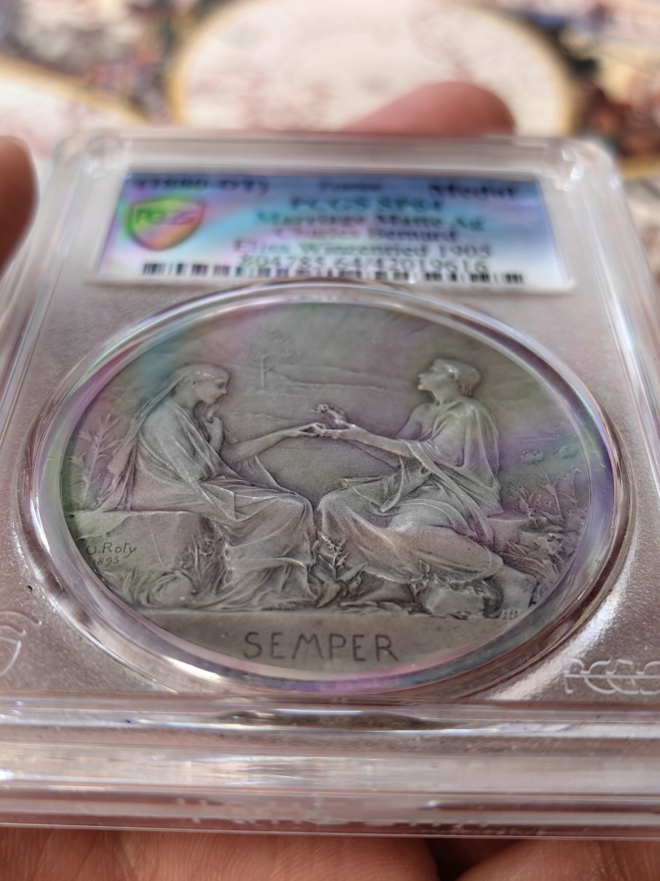 橡树集藏-006场 海纳百川 pcgs-sp64 1880年法国semper真爱永恒婚章 O.Roty经典作品 顶级品相 冠军分 绝美设计