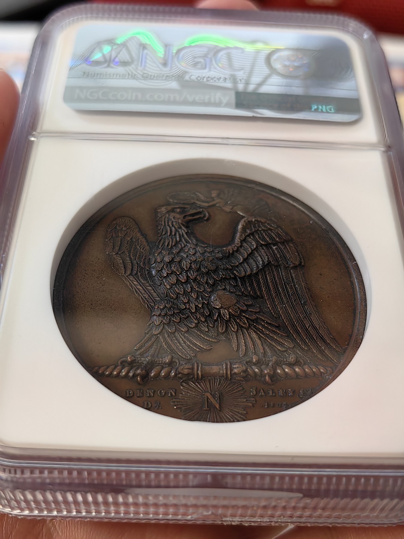 橡树集藏-006场 海纳百川 NGC-ms62 拿破仑 1807 胜利纪念铜章，原铸，背面雄鹰被冠以“胜利之冠”，肖像由DROZ雕刻，加厚盒。