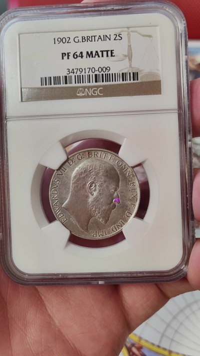 橡树集藏-006场 海纳百川 NGC-pf64 matte 1902年英国爱七海神佛罗林银币 底板高点完美 实物观感极佳 英姿飒爽的不列颠尼亚女神 精制磨砂工艺 英系热门品种 老盒严评 可以自藏的好状态 感觉可以搏分