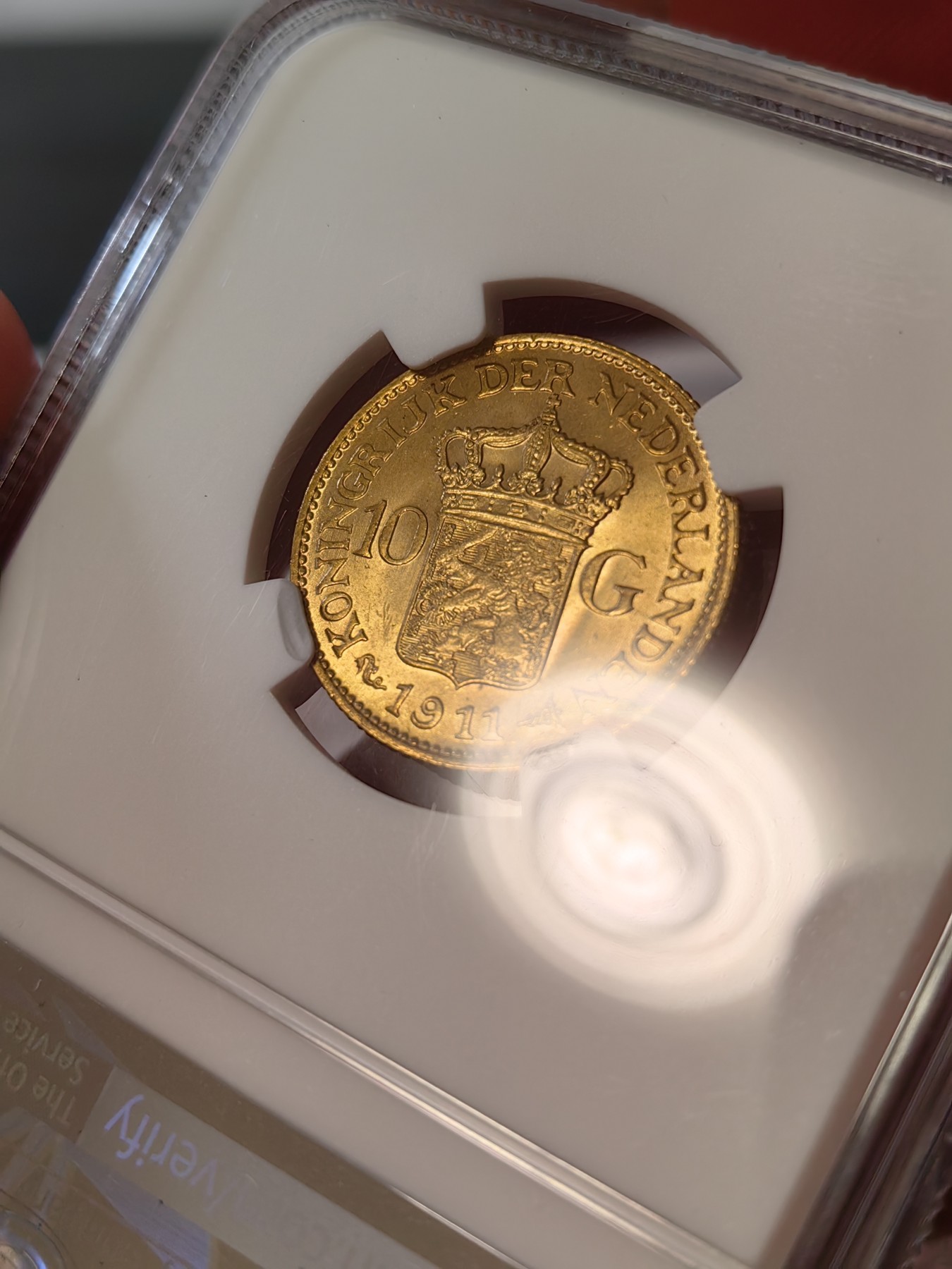 橡树集藏-006场 海纳百川 ngc-ms64 1911年荷兰10盾金币 少妇威廉明娜 状态不错