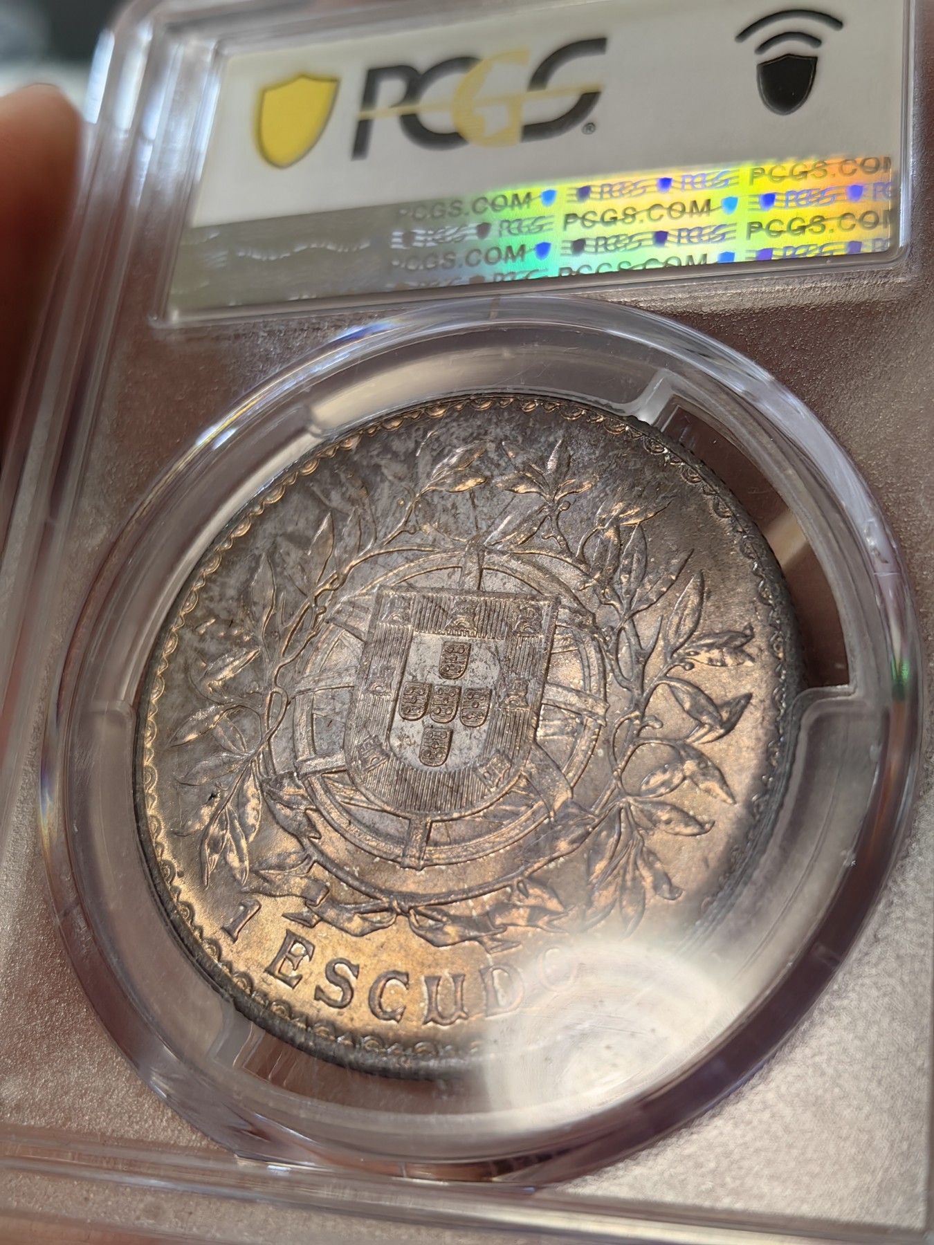 橡树集藏-006场 海纳百川 pcgs-Ms64 1916年葡萄牙埃斯库多大银币，谷物女神。数据库亚军分，仅仅一枚64+更高。官网广告币，双面顶级欧陆老彩浆，实物绝美。Salton Collection，名家旧藏。欧陆女神大银币，热门潜力股。