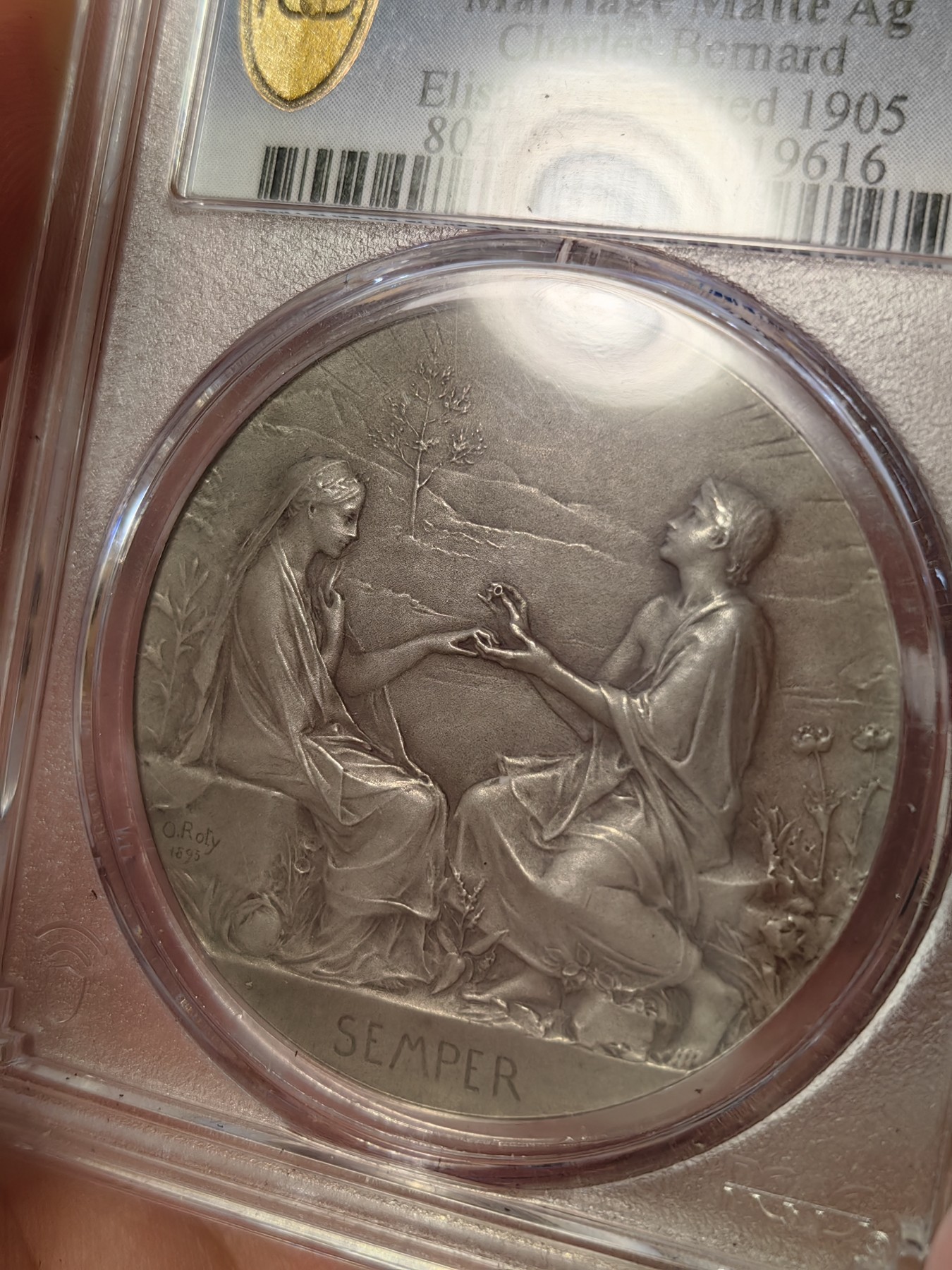 橡树集藏-006场 海纳百川 pcgs-sp64 1880年法国semper真爱永恒婚章 O.Roty经典作品 顶级品相 冠军分 绝美设计