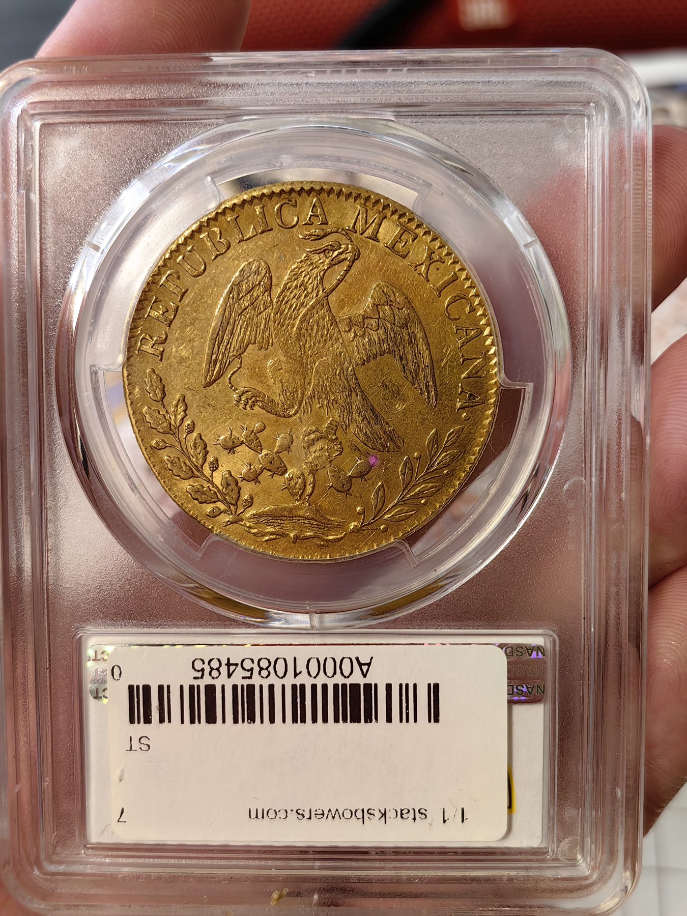 橡树集藏-006场 海纳百川 pcgs-au58 1849年墨西哥8e大金币 自由帽金鹰 老金币投资佳品