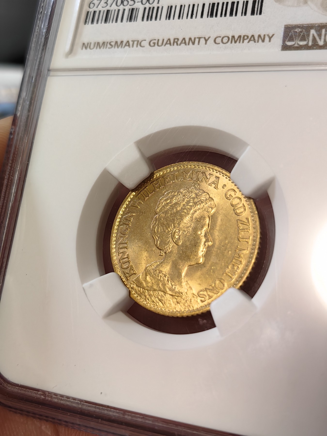 橡树集藏-006场 海纳百川 ngc-ms64 1911年荷兰10盾金币 少妇威廉明娜 状态不错