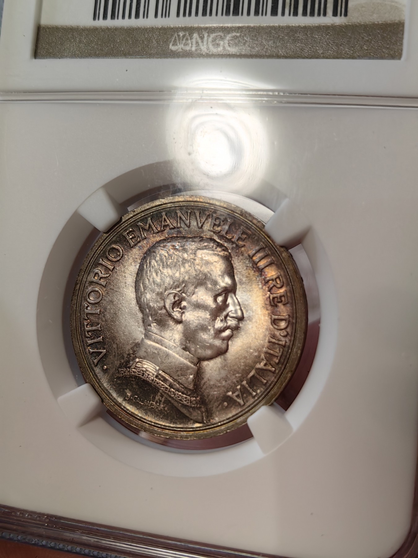 橡树集藏-006场 海纳百川 ngc-ms64 1916年意大利2里拉银币 双面浓郁地中海酱彩 所见最美 打制极佳 底板丝滑 nike女神四驾马车 经典意系设计 实物绝美 老盒严评品质佳 可堪自藏