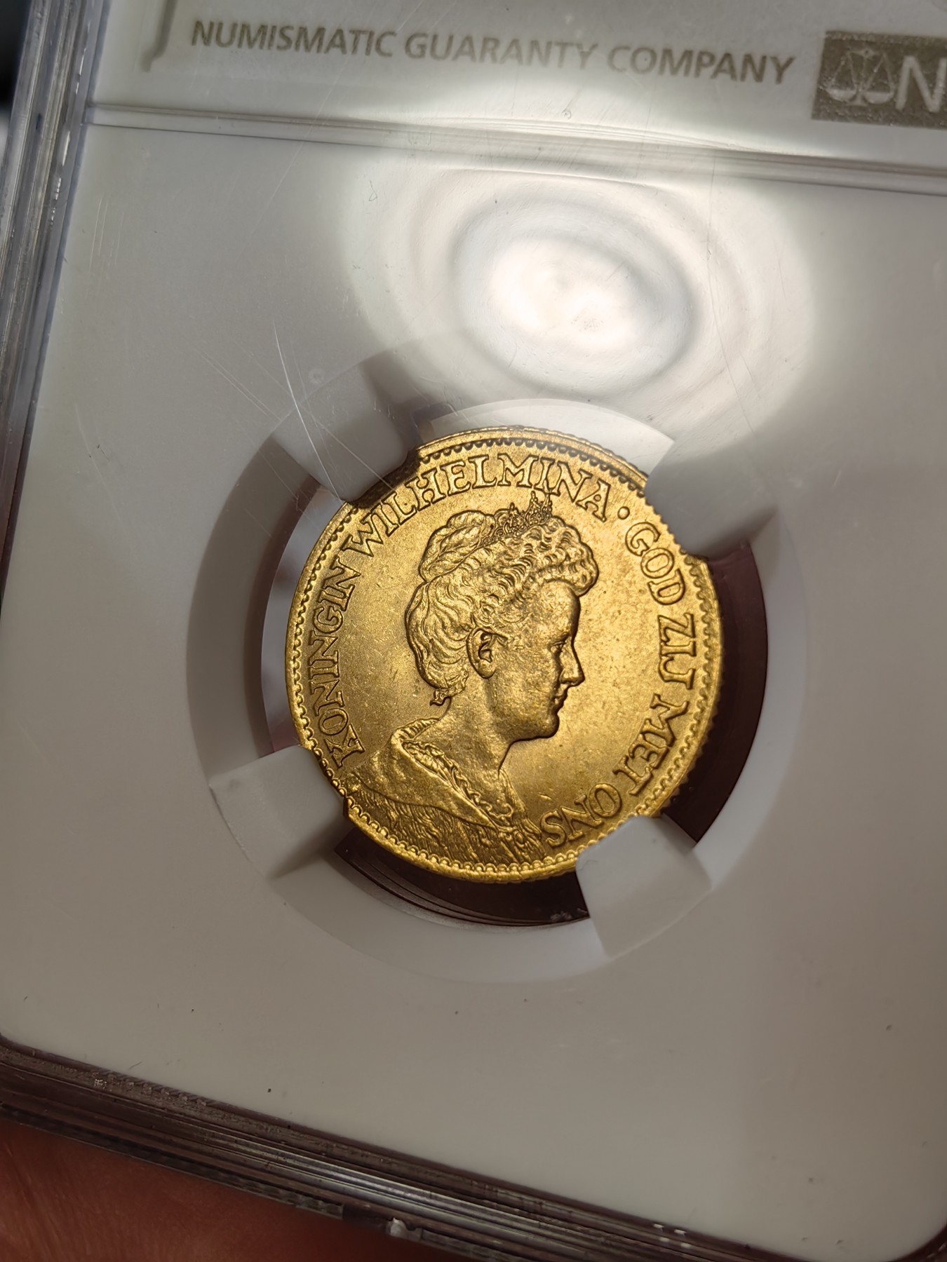橡树集藏-006场 海纳百川 ngc-ms64 1911年荷兰10盾金币 少妇威廉明娜 状态不错