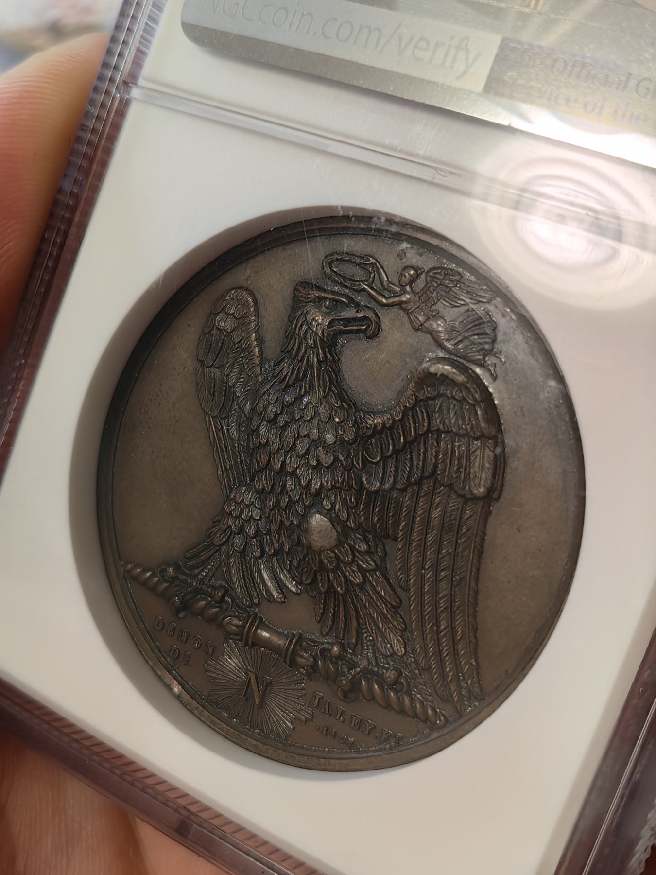 橡树集藏-006场 海纳百川 NGC-ms62 拿破仑 1807 胜利纪念铜章，原铸，背面雄鹰被冠以“胜利之冠”，肖像由DROZ雕刻，加厚盒。