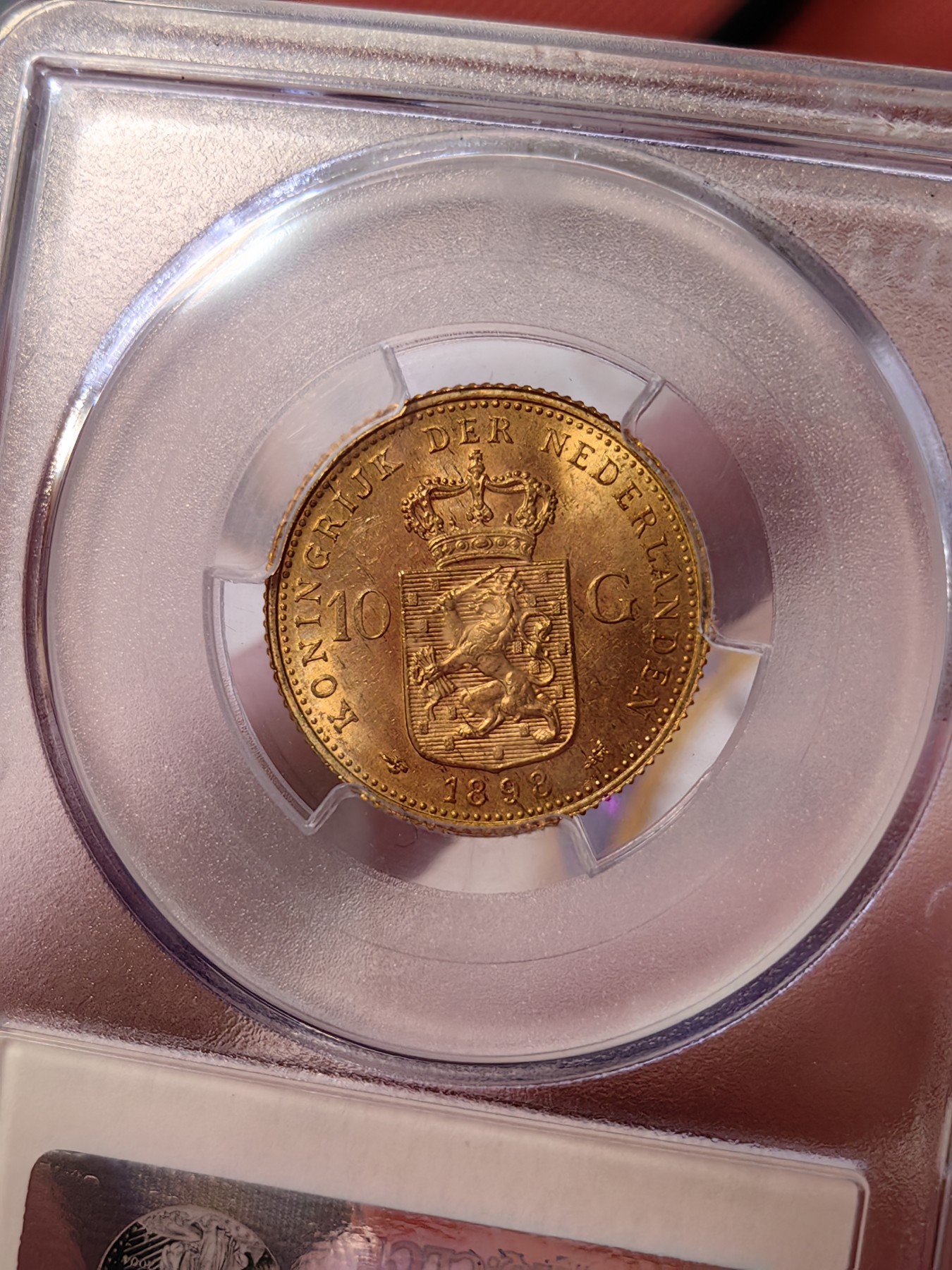 橡树集藏-006场 海纳百川 pcgs-ms64 1898年荷兰威廉明娜10盾金币 可爱的小萝莉 底板打制皆好 状态极佳  高分皇冠萝莉头 非常少见 金光四溢 自藏佳品