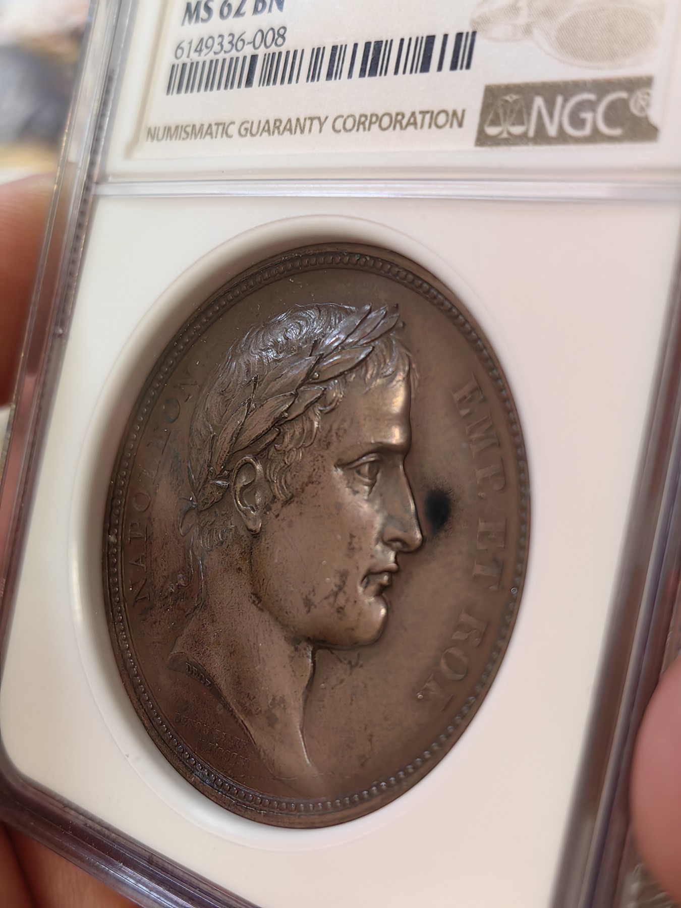 橡树集藏-006场 海纳百川 NGC-ms62 拿破仑 1807 胜利纪念铜章，原铸，背面雄鹰被冠以“胜利之冠”，肖像由DROZ雕刻，加厚盒。