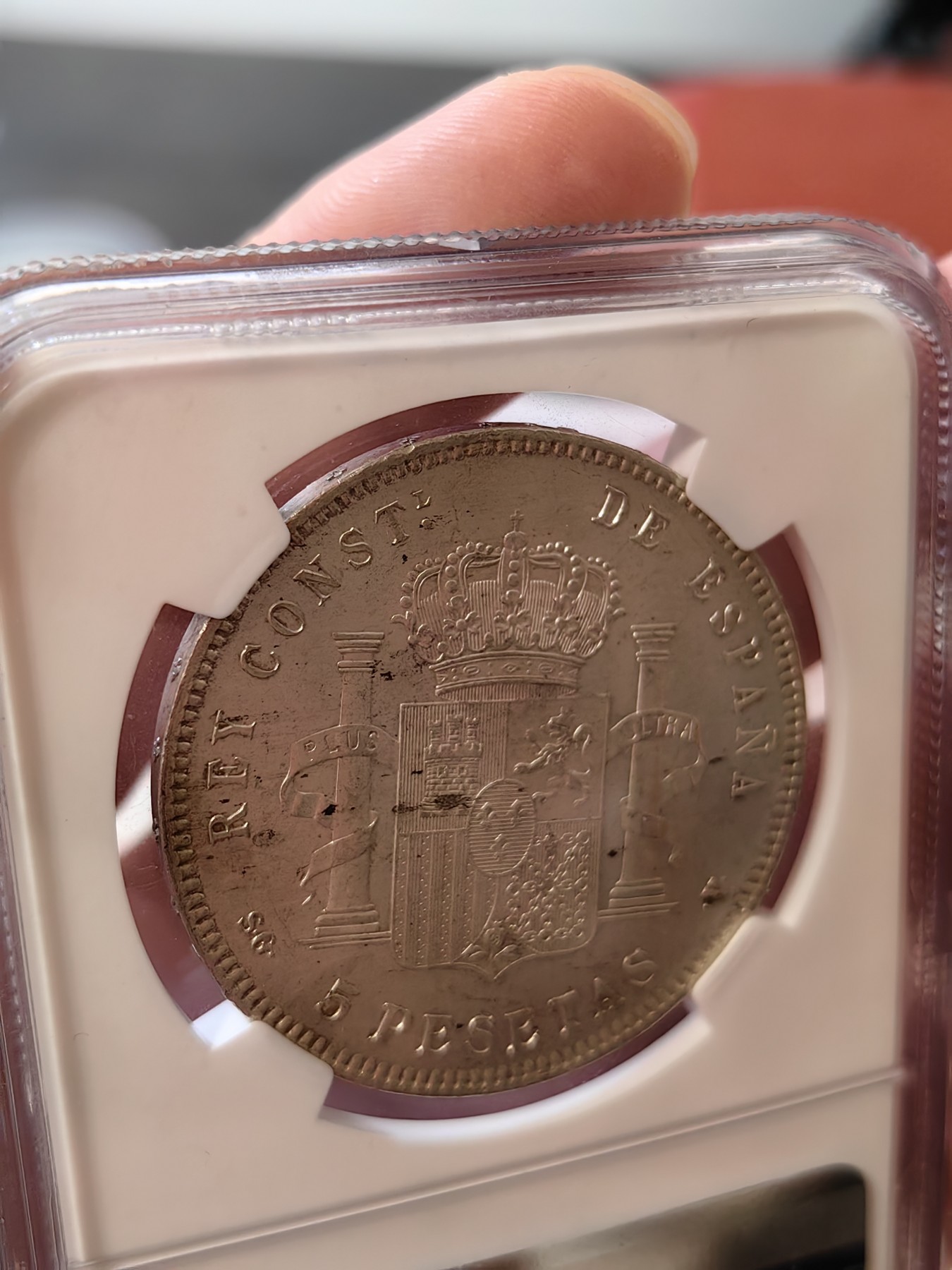 橡树集藏-006场 海纳百川 ngc-MS63 1898年西班牙5比塞塔大银币 经典的可爱男童 王冠双柱 越来越受欢迎的品种