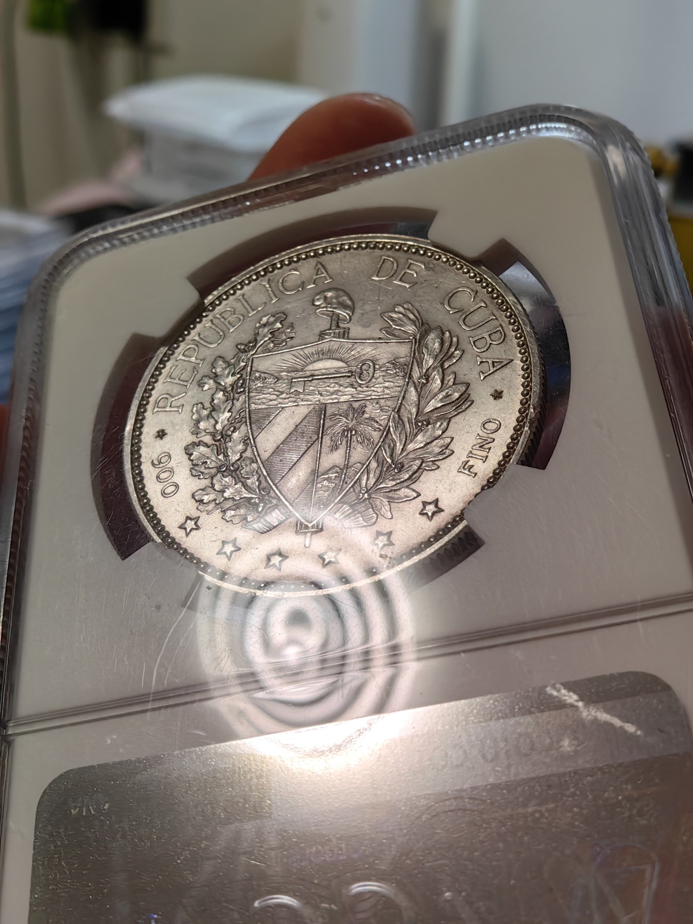 橡树集藏-006场 海纳百川 ngc-MS63 1897年古巴海风卷女神 1比索银币 打制精细 设计绝美