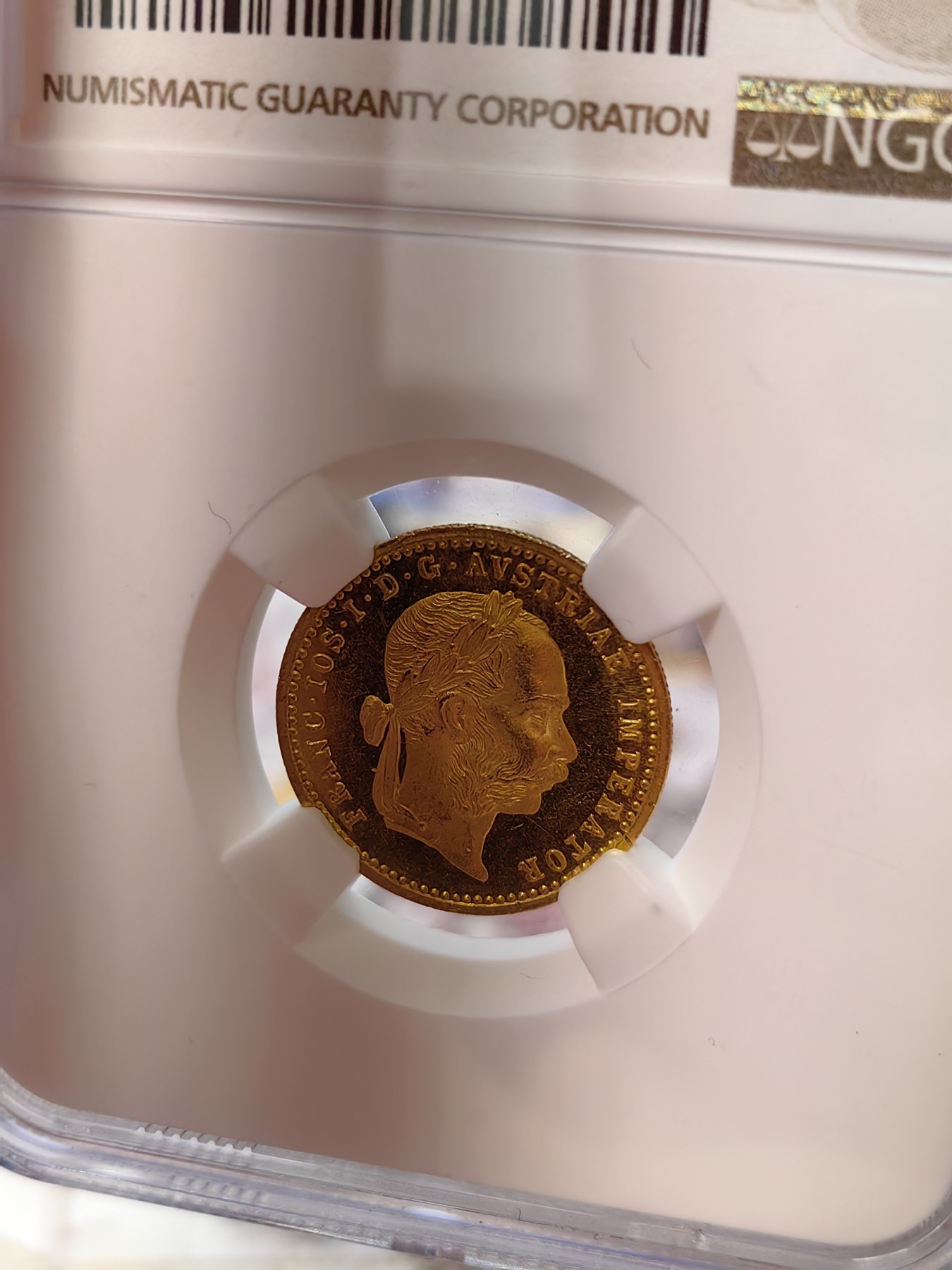 橡树集藏-006场 海纳百川 NGC-MS64PL 1897年奥地利弗朗茨约瑟夫1杜卡特金币，罕见原铸。顶级镜面效果，绝美。 N盒3枚纪录中的冠军分！！！ 今年1月Ha不带PL的 MS63分 成交价660刀