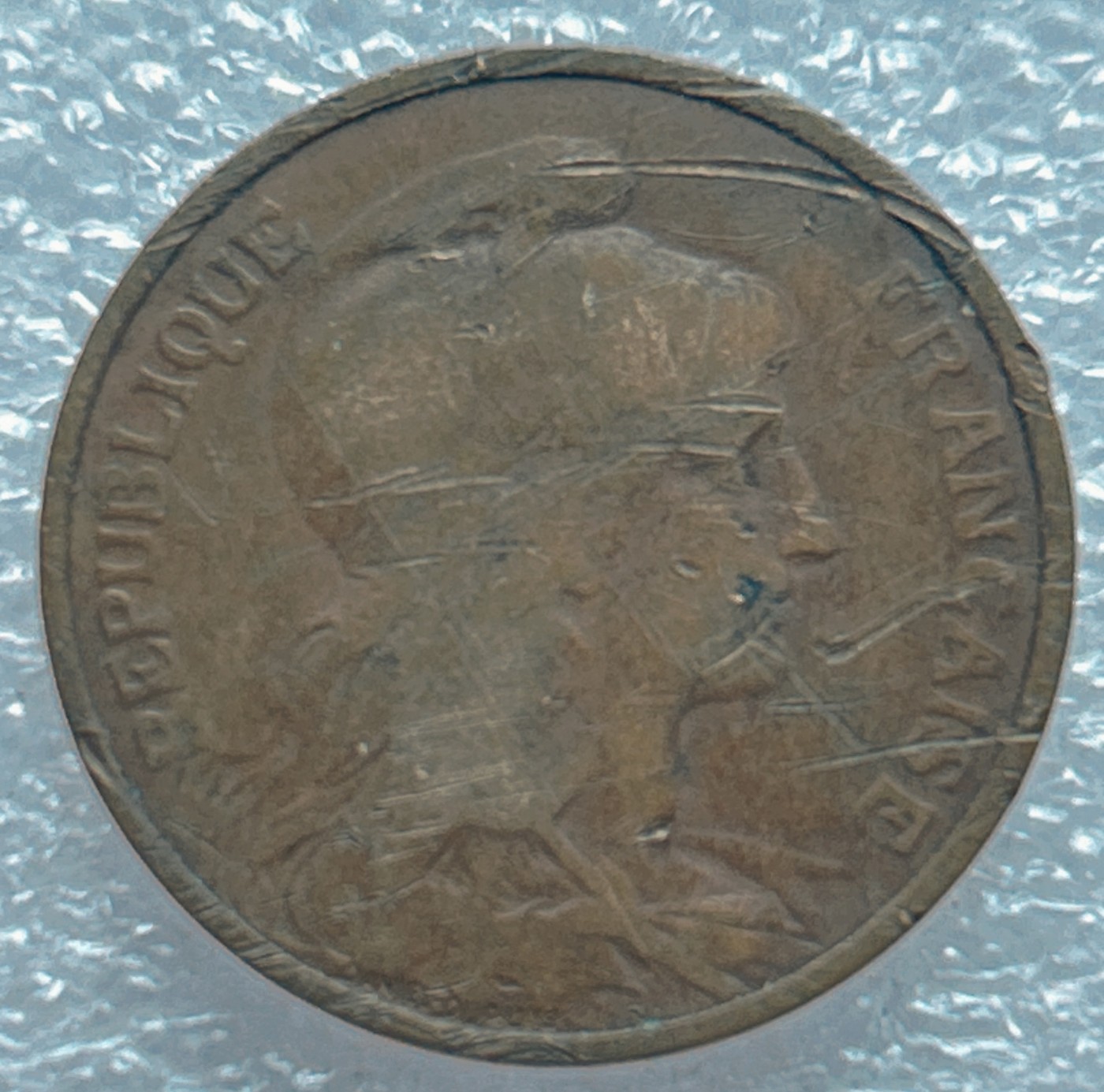 全场一元起拍 世界钱币散币场 第七期 法国1907年5分青铜硬币 法兰西女神