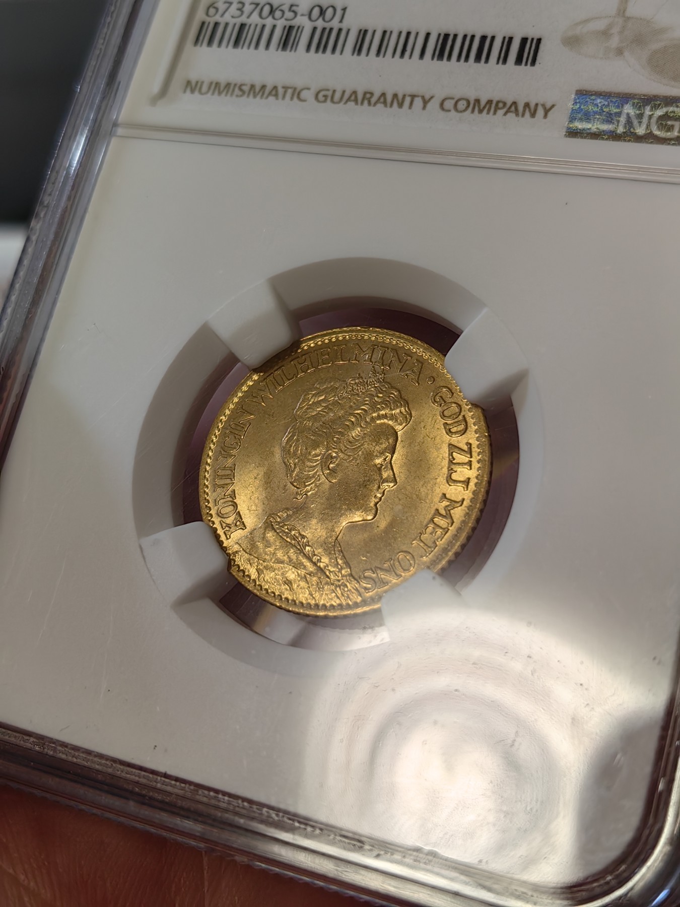 橡树集藏-006场 海纳百川 ngc-ms64 1911年荷兰10盾金币 少妇威廉明娜 状态不错