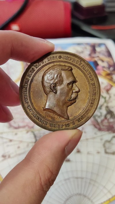 橡树集藏-006场 海纳百川 1887德国人物纪念大铜章  三女神高浮雕 人物刻画十分惊喜 包浆美