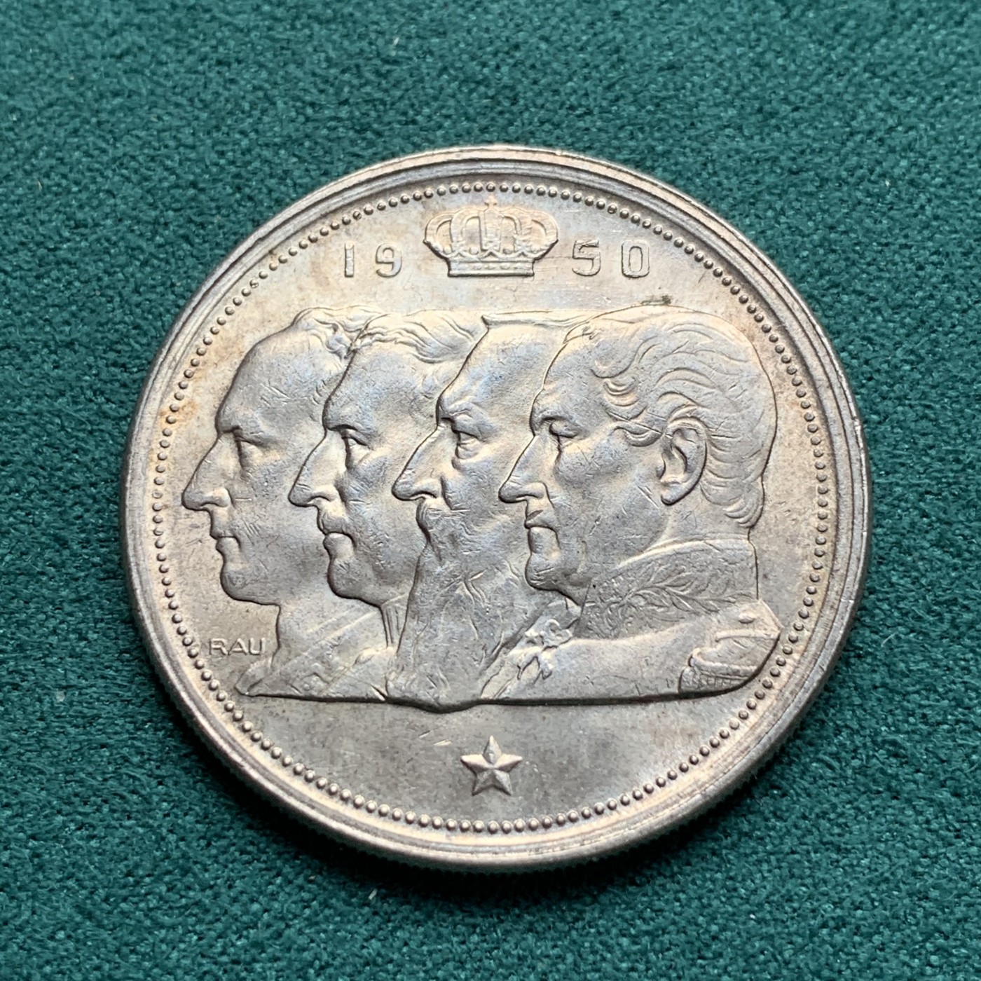 《竞宝斋》第180场-周日，周一2场 (全场包邮) 比利时1950年四皇100法郎银币