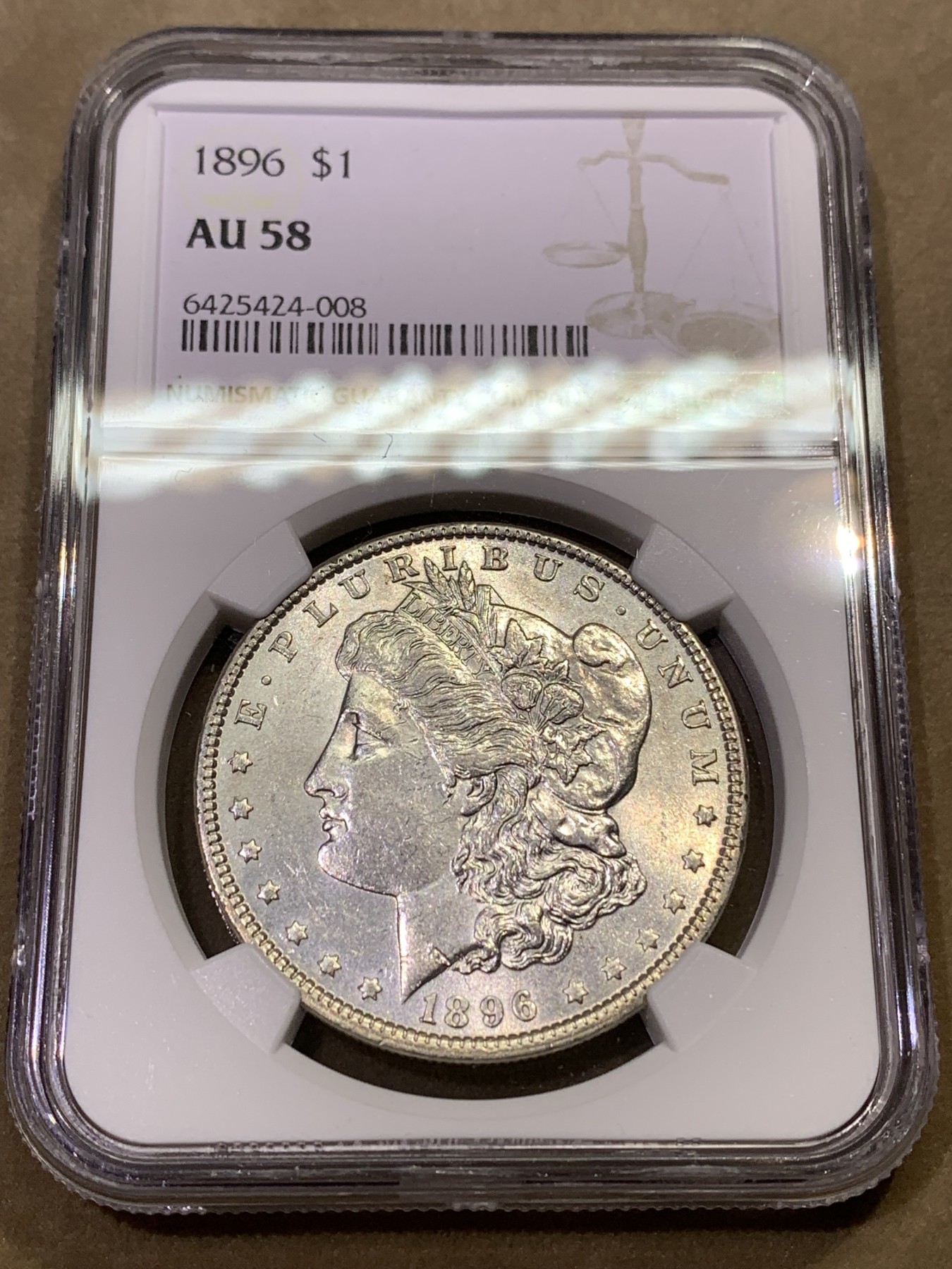 《竞宝斋》第180场-周日，周一2场 (全场包邮) NGC-AU58 1896年美国摩根银元