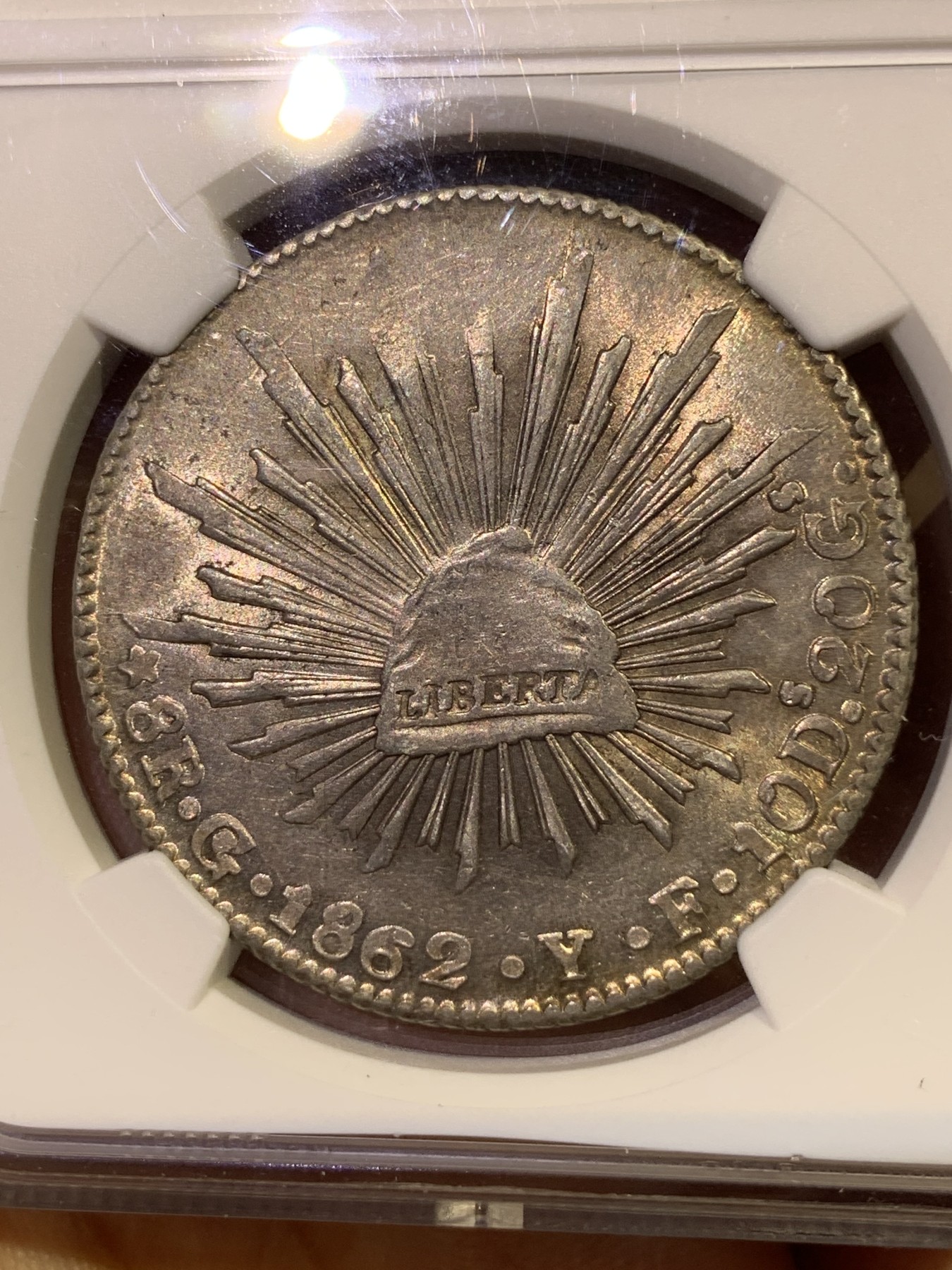 《竞宝斋》第180场-周日，周一2场 (全场包邮) NGC-MS62 墨西哥 鹰洋 1862 GO YF 8瑞尔  中期鹰 高分难得 更高分7枚