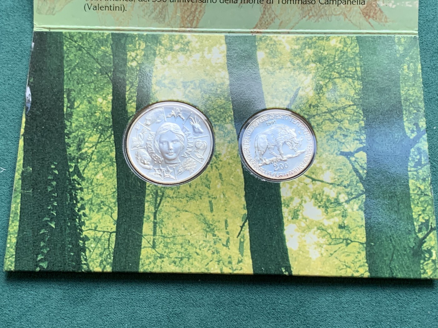 《竞宝斋》第180场-周日，周一2场 (全场包邮) 意大利，1991，花神2枚一套原装银币