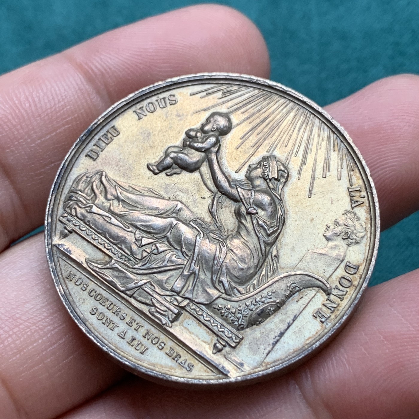 《竞宝斋》第180场-周日，周一2场 (全场包邮) 法国1820年亨利五世诞生光边铜章，30克，38mm