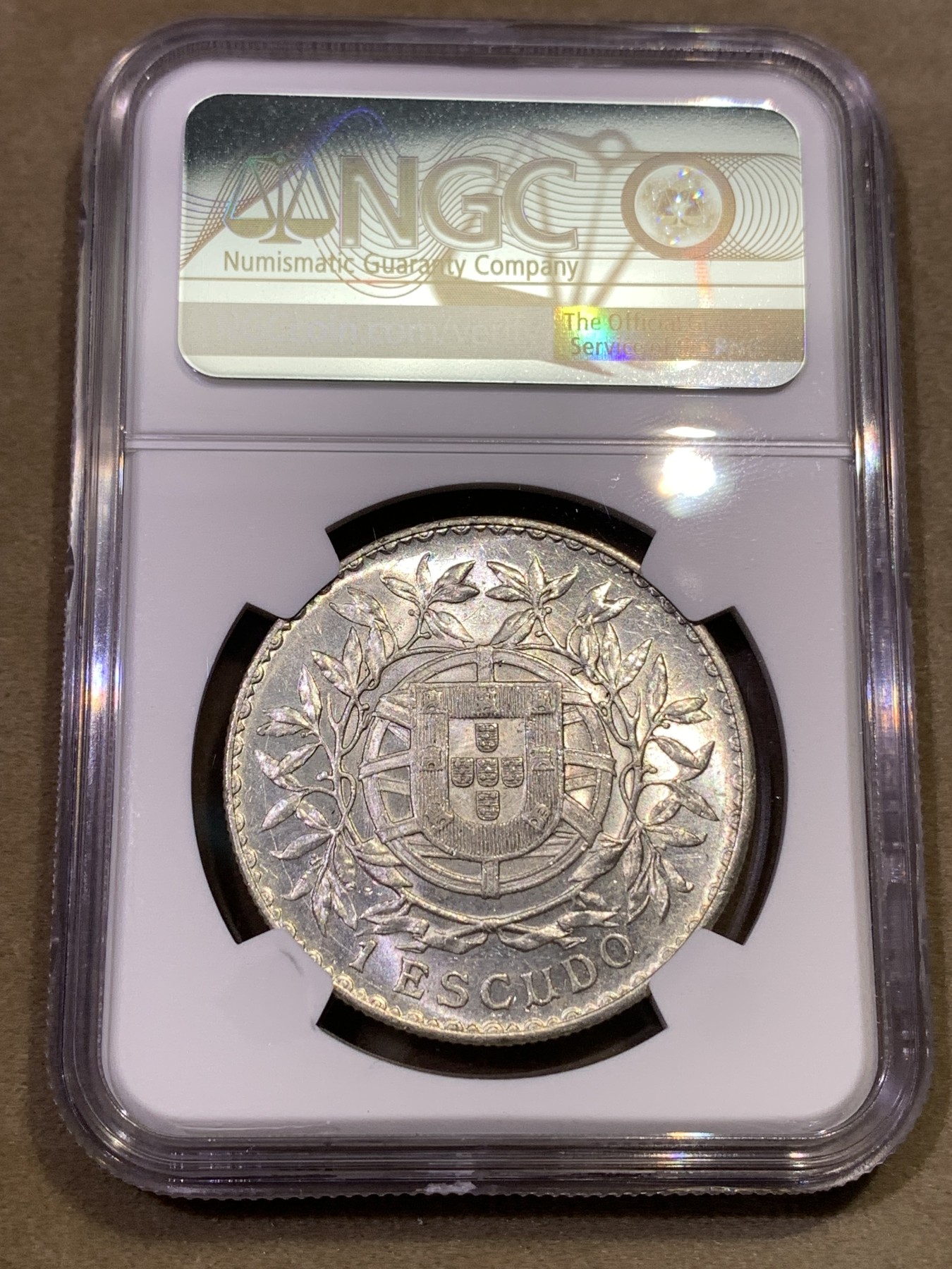 《竞宝斋》第180场-周日，周一2场 (全场包邮) NGC-UNC 葡萄牙1916年 1埃斯库多大银币