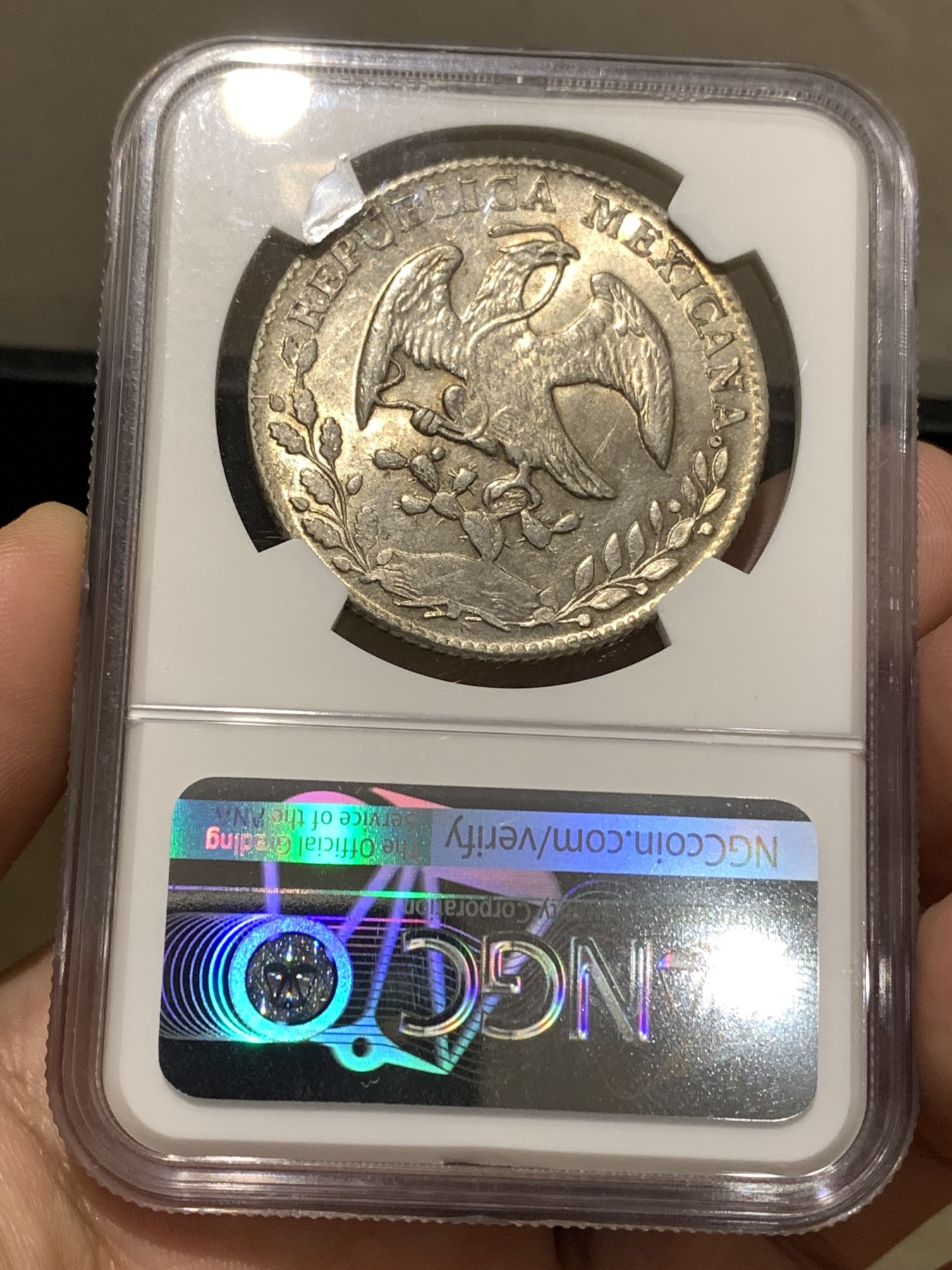 《竞宝斋》第180场-周日，周一2场 (全场包邮) NGC-MS62 墨西哥 鹰洋 1862 GO YF 8瑞尔  中期鹰 高分难得 更高分7枚