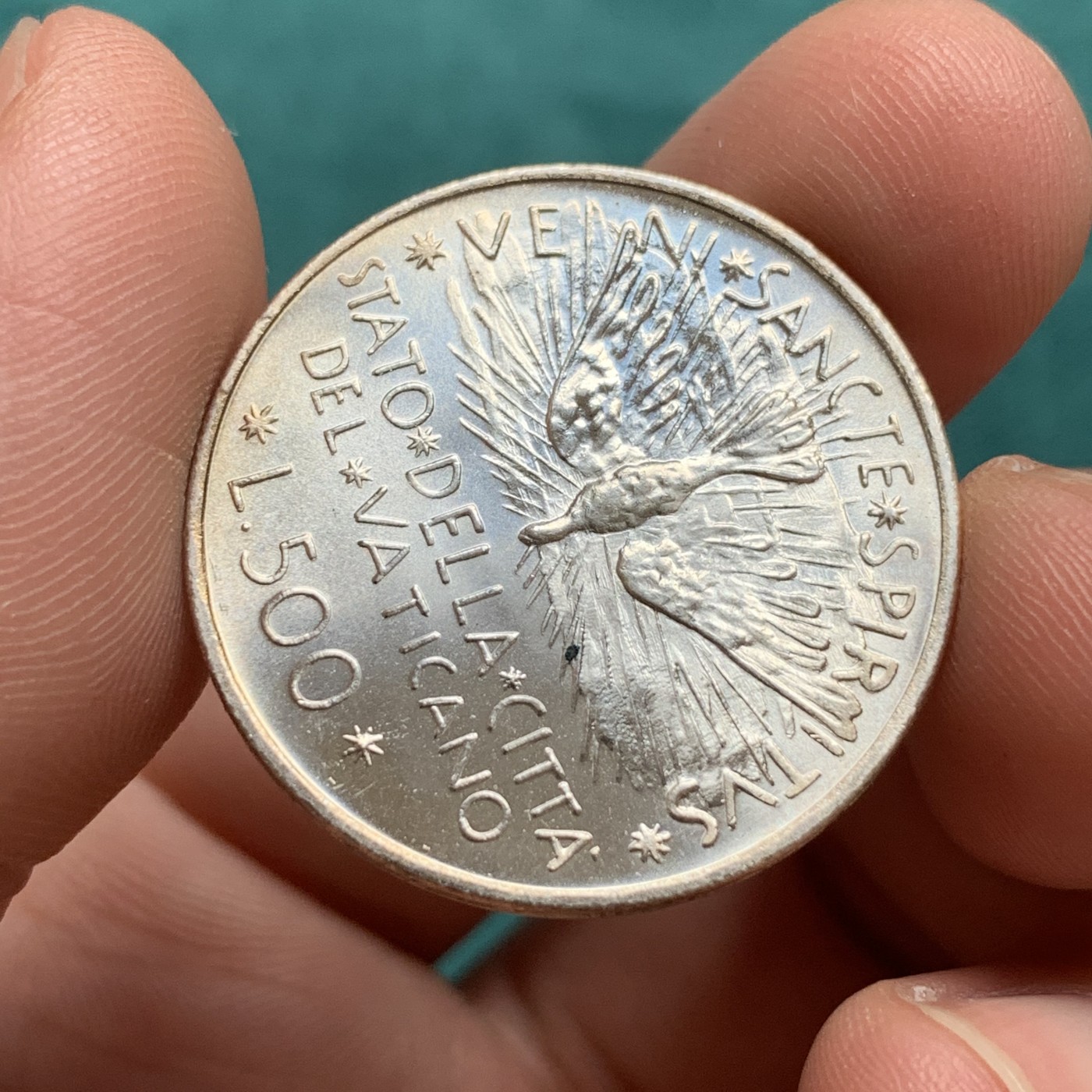 《竞宝斋》第180场-周日，周一2场 (全场包邮) 梵蒂冈1978年教皇缺位500里拉银币 11g