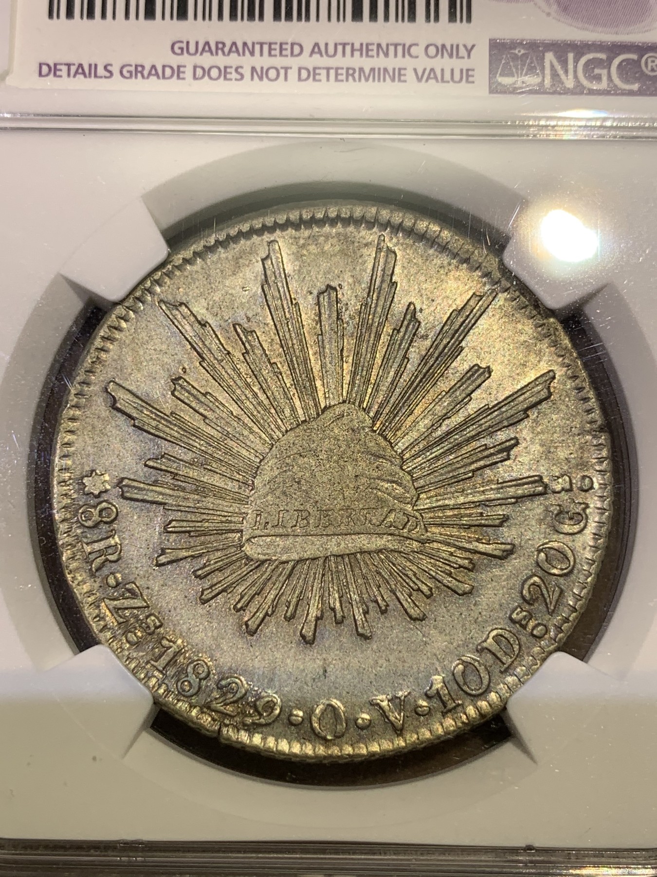 《竞宝斋》第180场-周日，周一2场 (全场包邮) NGC-AUD 墨西哥 鹰洋 1829 ZS OV 8瑞尔 早期鹰 四级鹰 极少见 AU级别更是难得