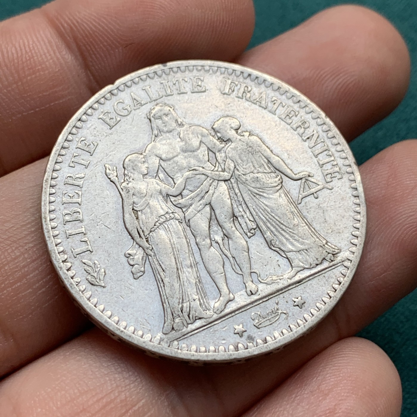 《竞宝斋》第180场-周日，周一2场 (全场包邮) 法国 1875年 大力神 5法郎银币 发行量不多的年份