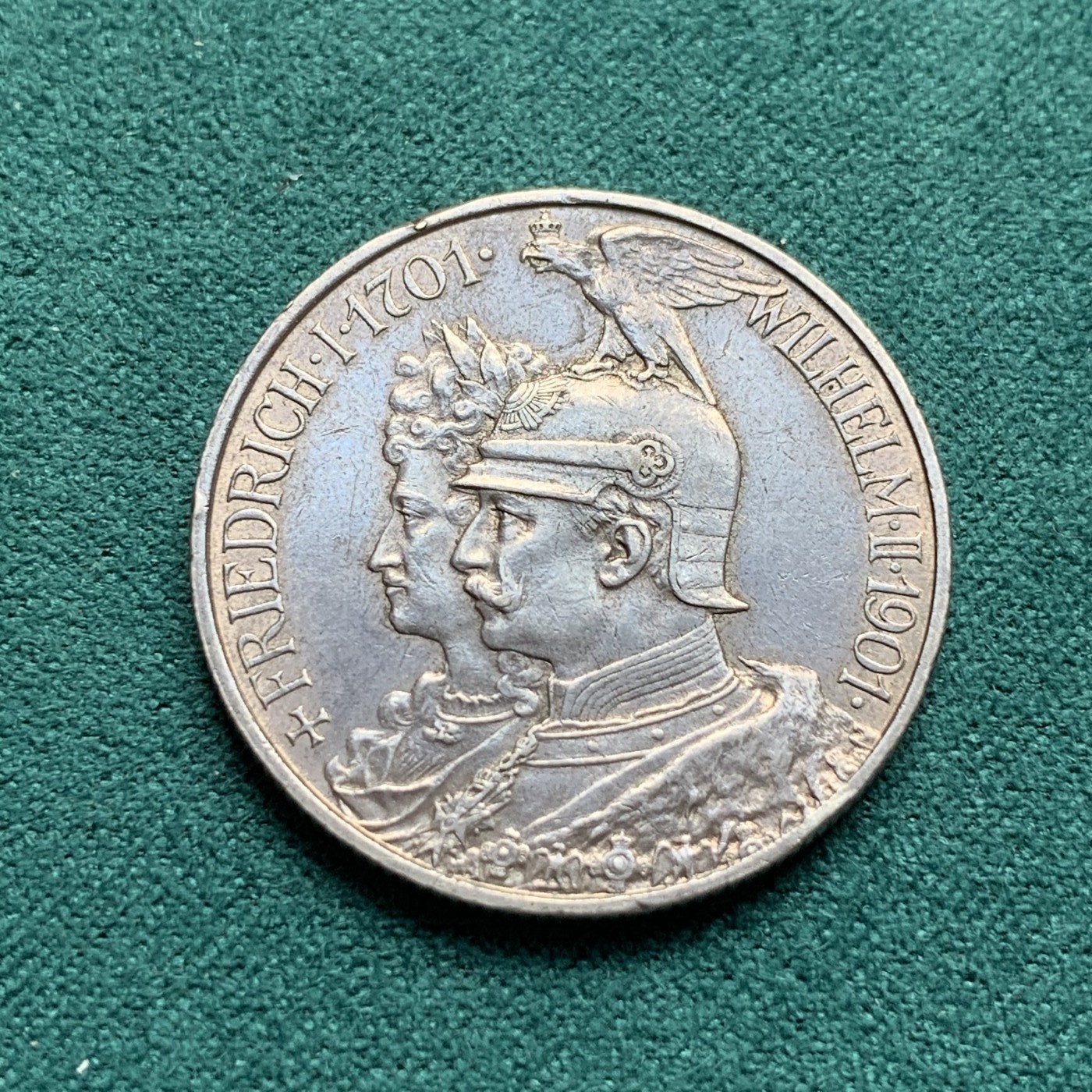 《竞宝斋》第180场-周日，周一2场 (全场包邮) 德国普鲁士1901年建国200周年2马克银币