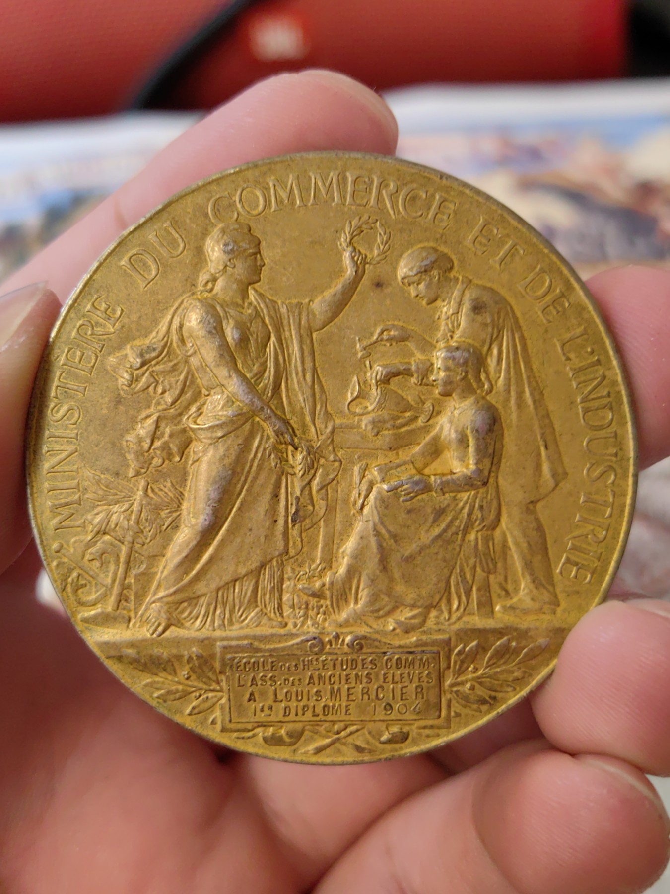 橡树集藏-006场 海纳百川 法国玛丽安娜商业银镀金章  直径：50mm  重量：63.3gr 边铭：丰饶角➕银标