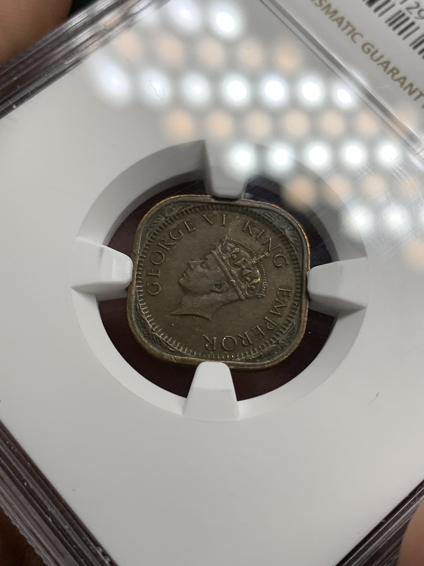 《竞宝斋》第180场-周日，周一2场 (全场包邮) NGC MS61 英属印度1944乔治六世1/2 ANNA 铜币