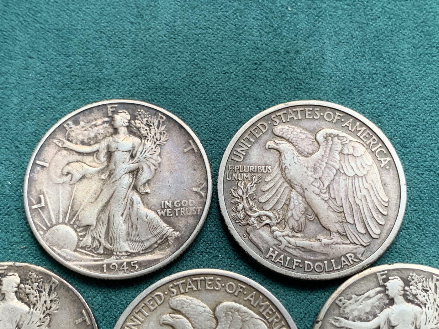 《竞宝斋》第180场-周日，周一2场 (全场包邮) 五枚一组 美国1936-1945行走女神半圆银币