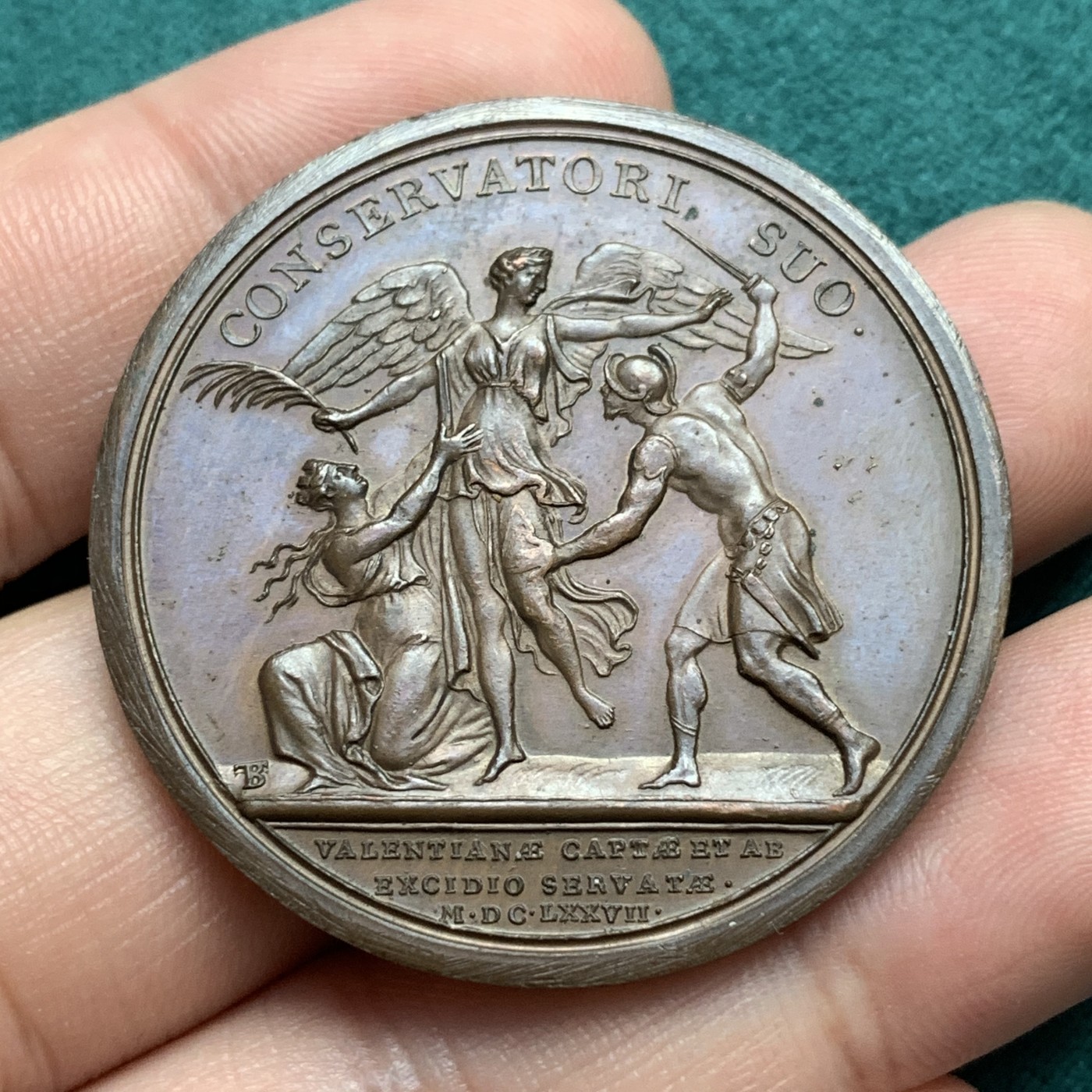 《竞宝斋》第180场-周日，周一2场 (全场包邮) 法国1677年(铸面年份)路易十四铜章 1件32克，41mm