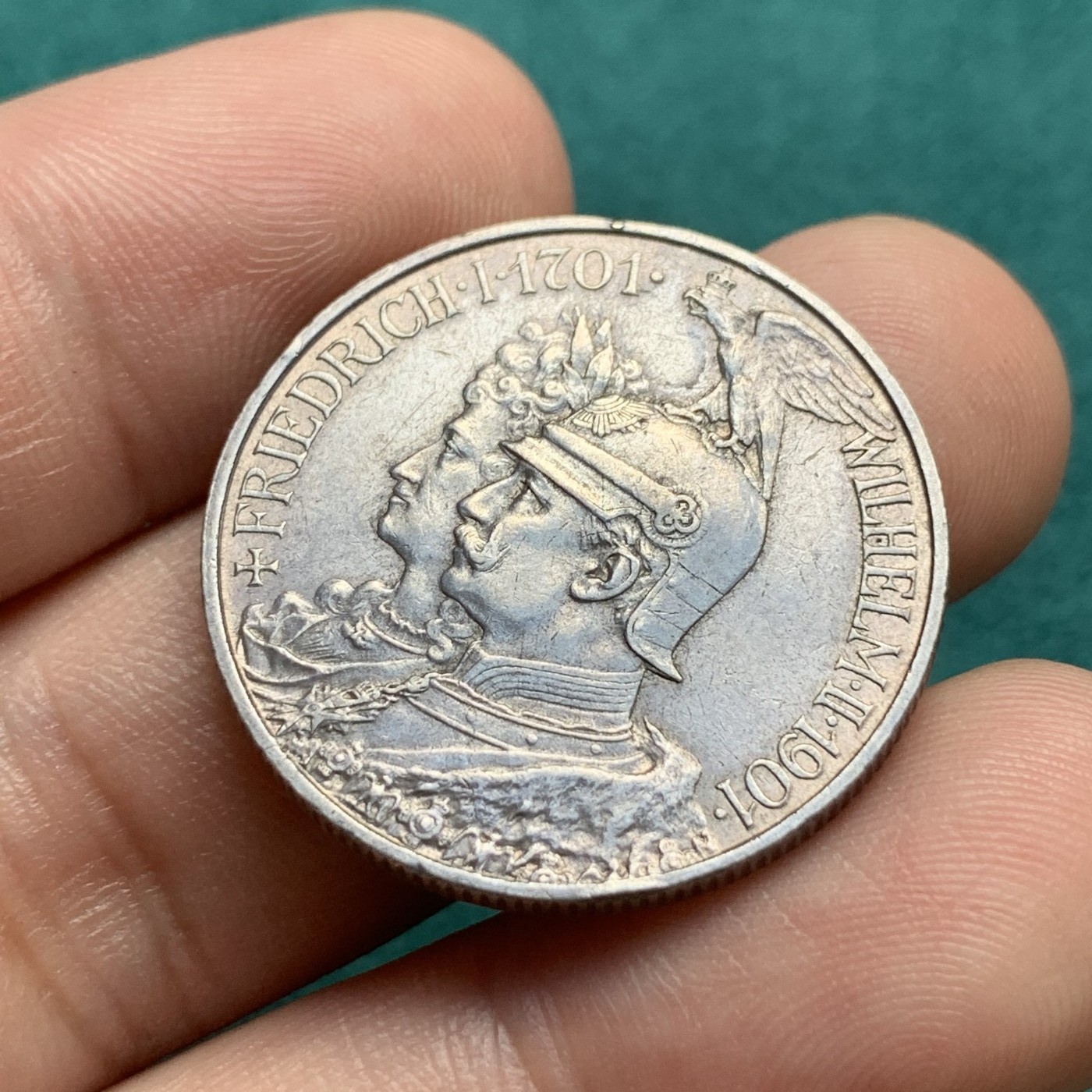 《竞宝斋》第180场-周日，周一2场 (全场包邮) 德国普鲁士1901年建国200周年2马克银币