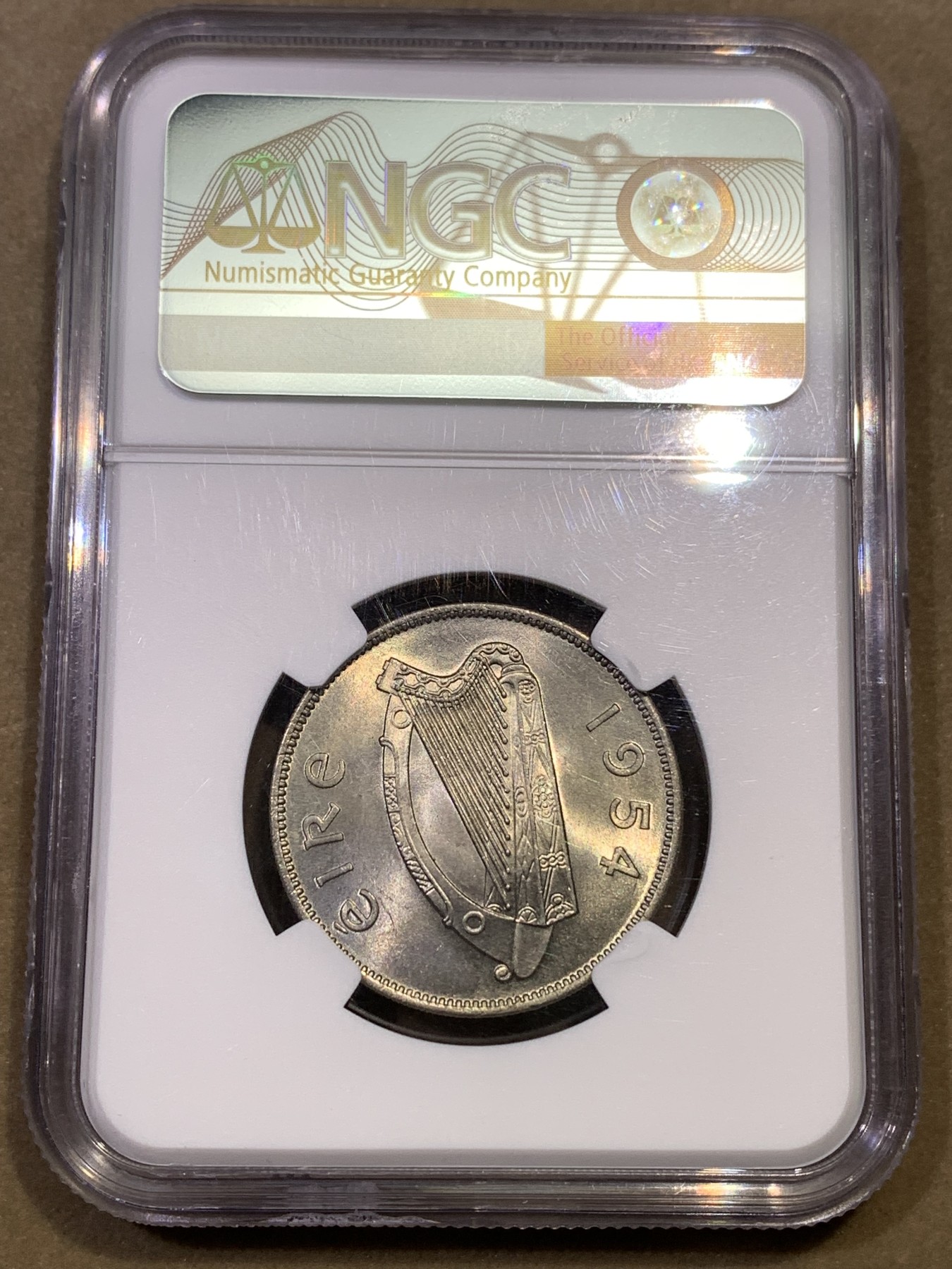 《竞宝斋》第180场-周日，周一2场 (全场包邮) NGC MS65 爱尔兰1954年2先令