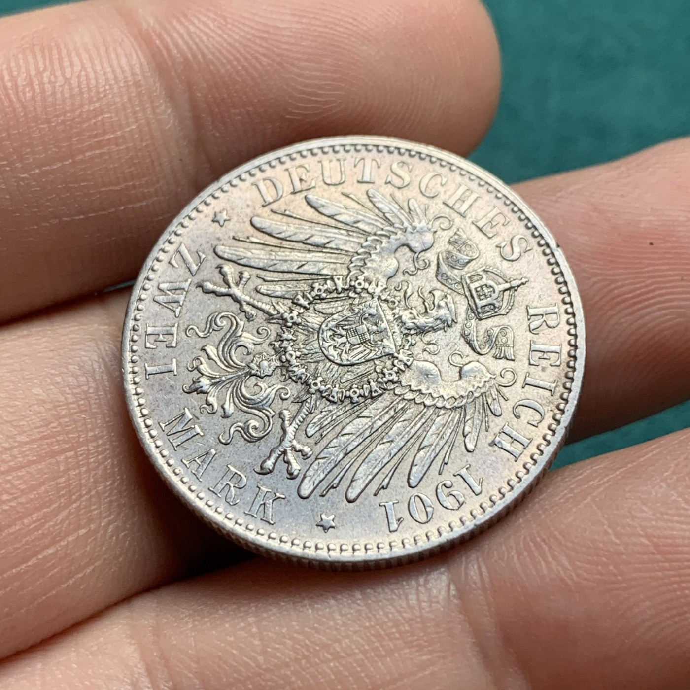 《竞宝斋》第180场-周日，周一2场 (全场包邮) 德国普鲁士1901年建国200周年2马克银币