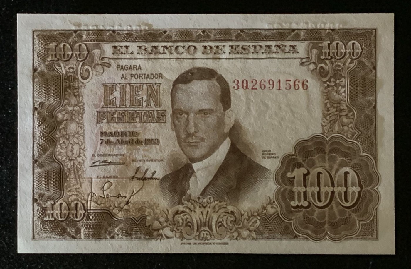 紫瑗钱币——第306期拍卖 西班牙 1953年 油画《模特》 100比塞塔 UNC