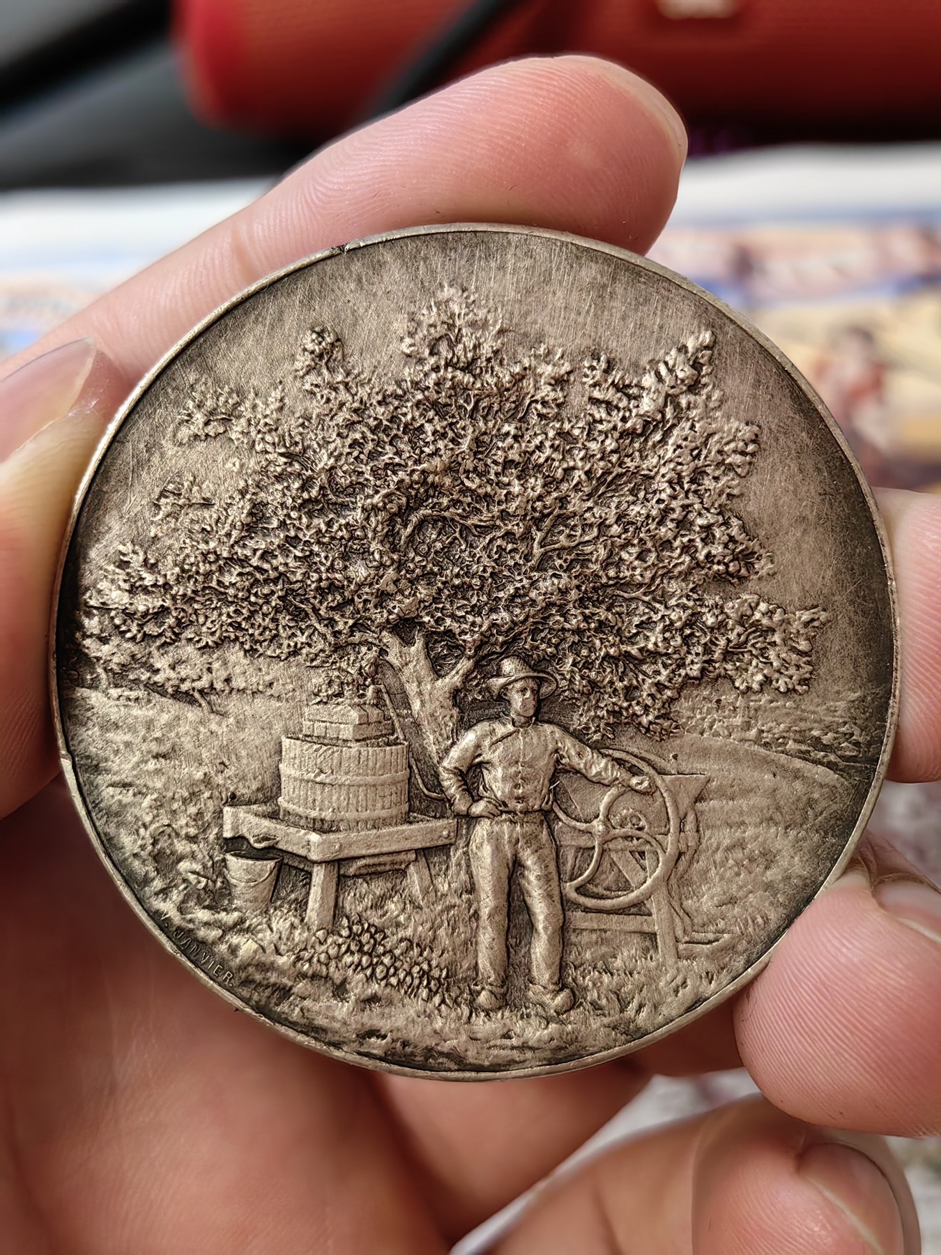 橡树集藏-006场 海纳百川 法国果树协会银章 刻画极其精细 丰饶角银标