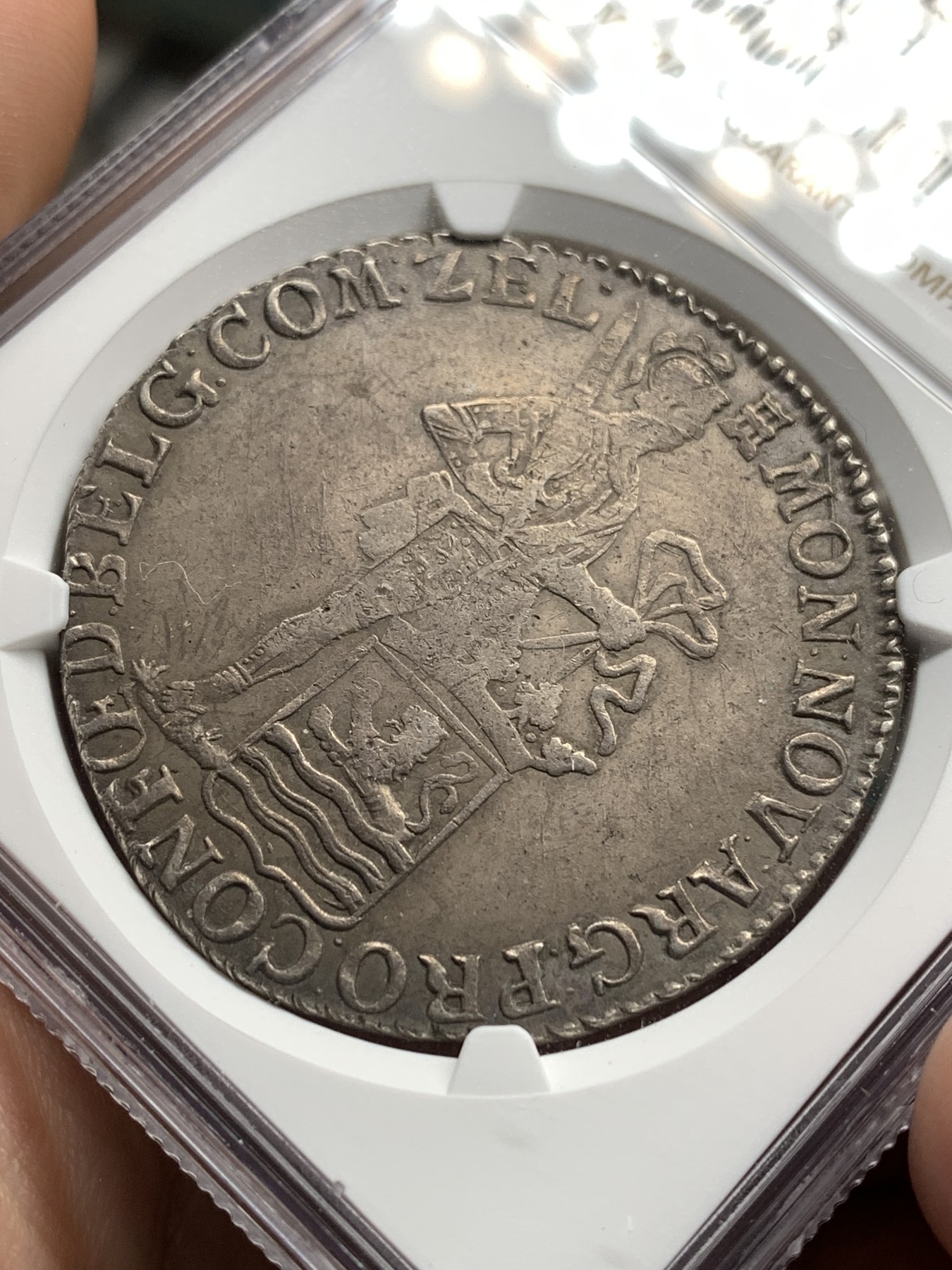 《竞宝斋》第180场-周日，周一2场 (全场包邮) NGC UNC 荷兰泽兰省1792年武士1杜卡特大银币 原味包浆 未见清洗