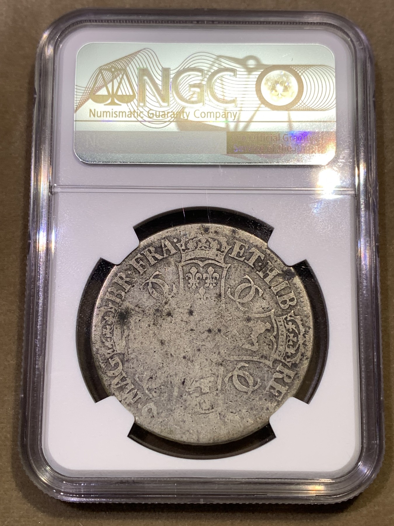 《竞宝斋》第180场-周日，周一2场 (全场包邮) NGC-AGD 1676年英国查理二世克朗银币 品相差些，不过没硬伤