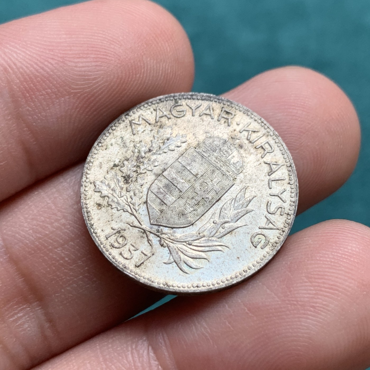 《竞宝斋》第180场-周日，周一2场 (全场包邮) 匈牙利1937年1潘戈银币