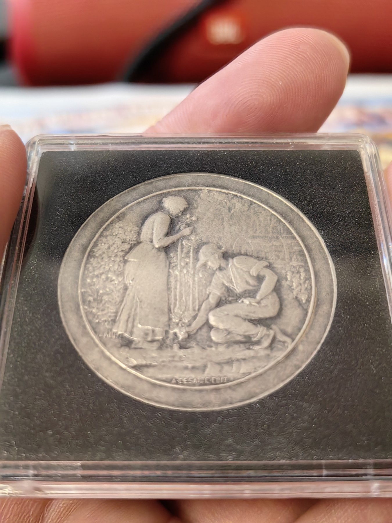 橡树集藏-006场 海纳百川 1880年左右法国镀银章 园艺培植 朦胧化艺术处理 品相极佳 赠送灯塔保护盒