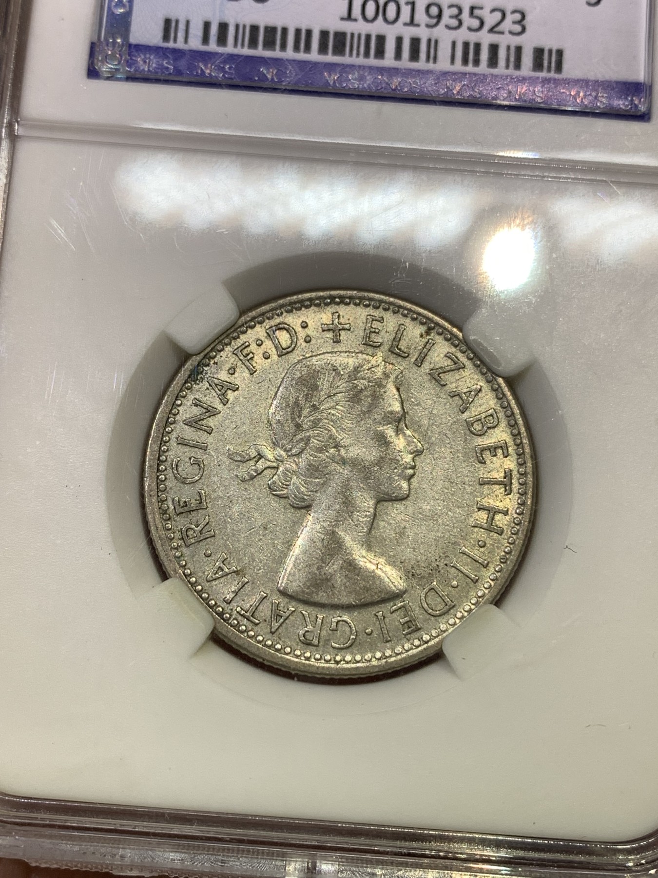 《竞宝斋》第180场-周日，周一2场 (全场包邮) CNCS AU50 澳大利亚1954伊丽莎白二世1佛罗林银币