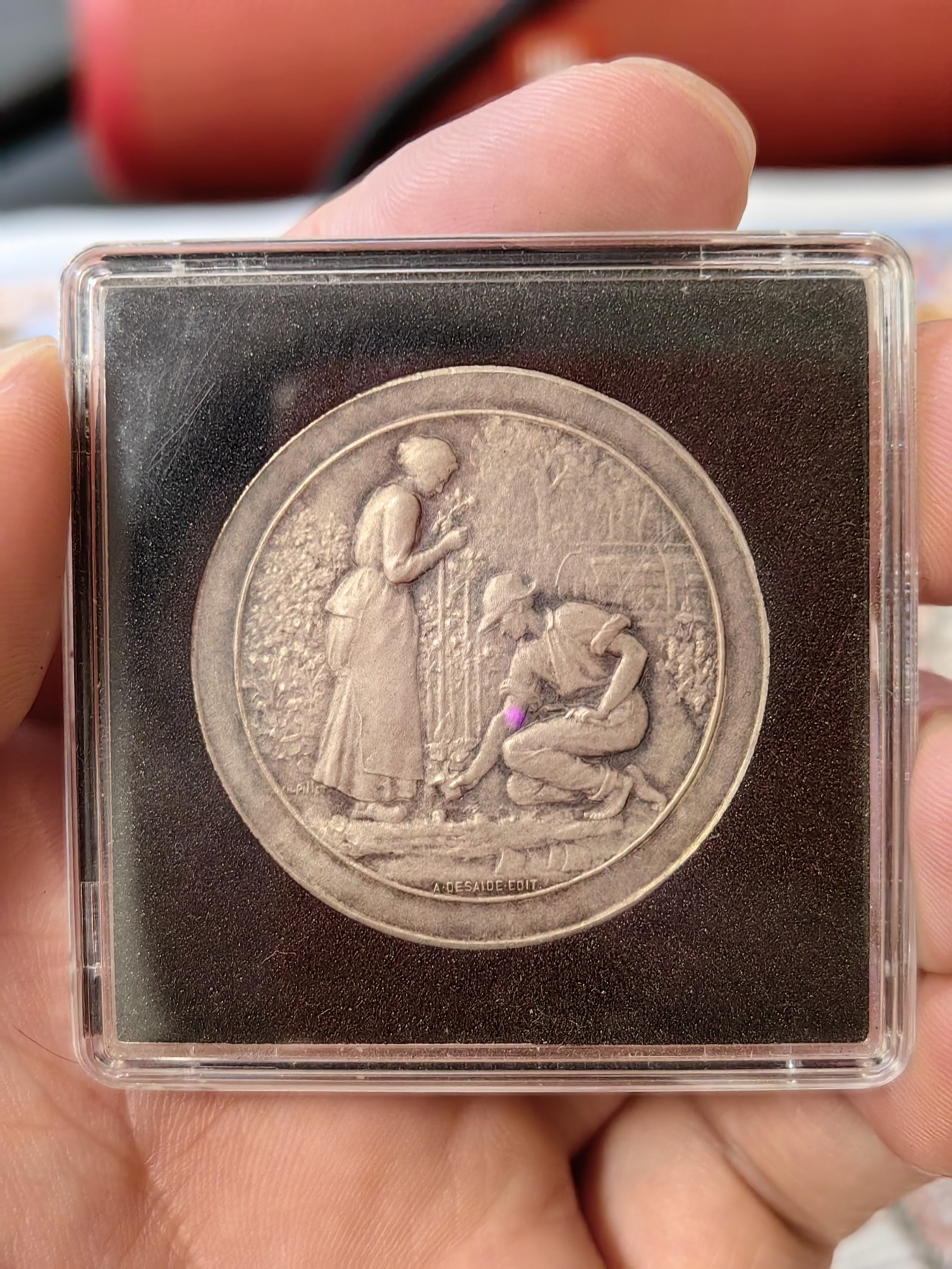 橡树集藏-006场 海纳百川 1880年左右法国镀银章 园艺培植 朦胧化艺术处理 品相极佳 赠送灯塔保护盒