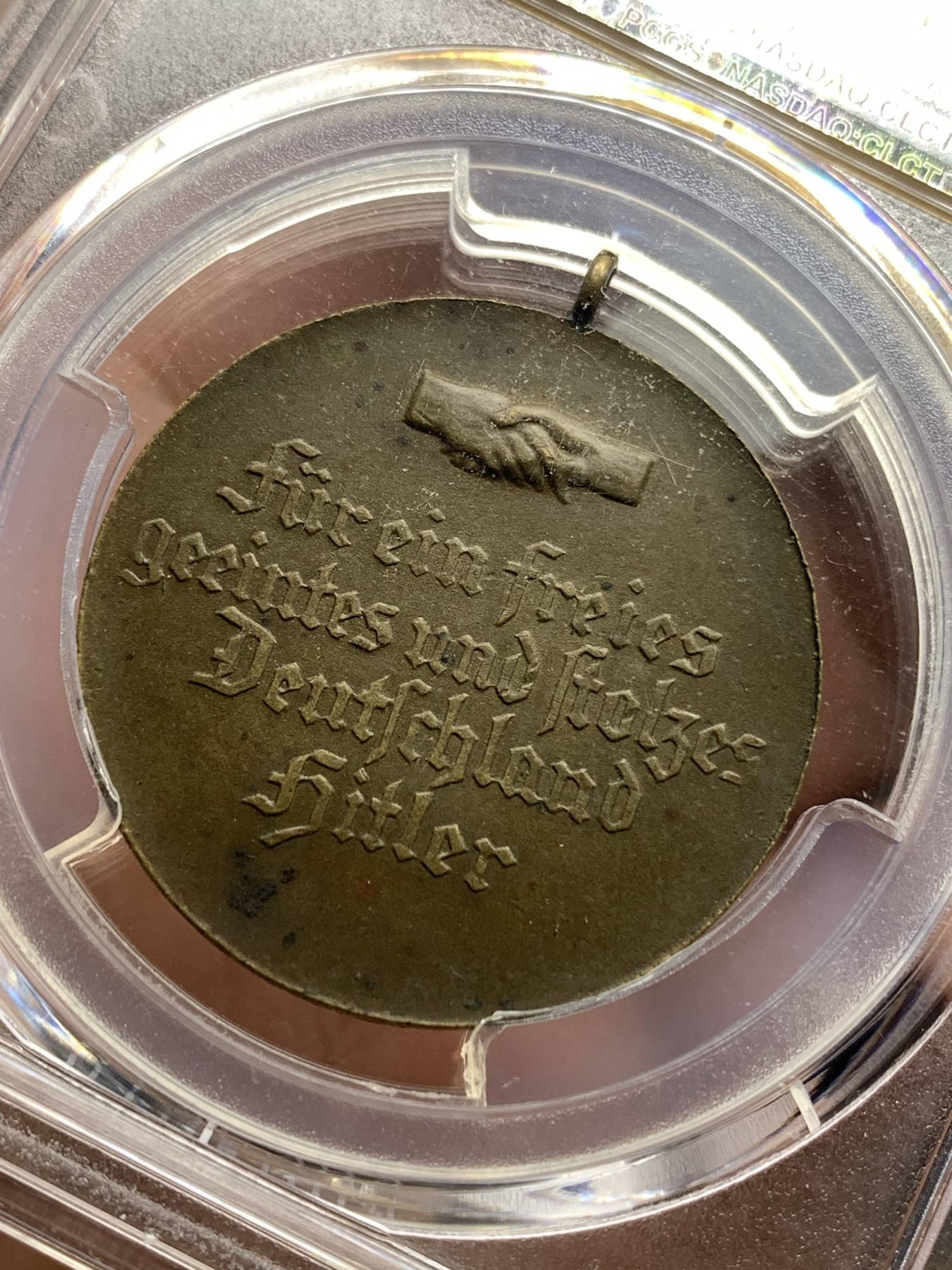 《竞宝斋》第180场-周日，周一2场 (全场包邮) PCGS-MS64 德国 1933年 第三帝国小胡子与兴登堡30mm铜章 PCGS冠军分 顶级分数，绝无仅有的藏品，经典难以复刻